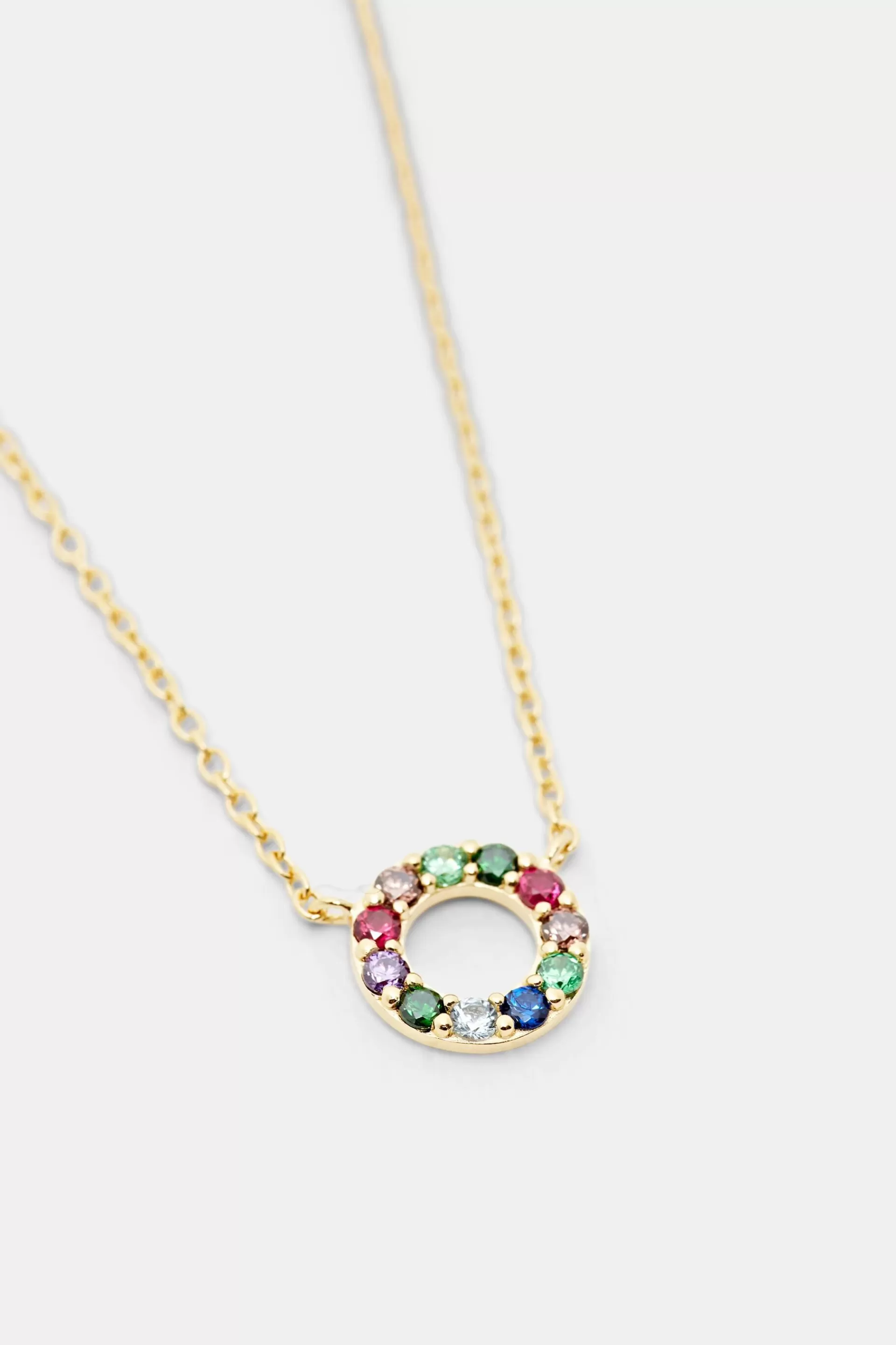 Halskette aus farbenem Sterlingsilber mit ringförmigem Anhänger-ESPRIT Discount
