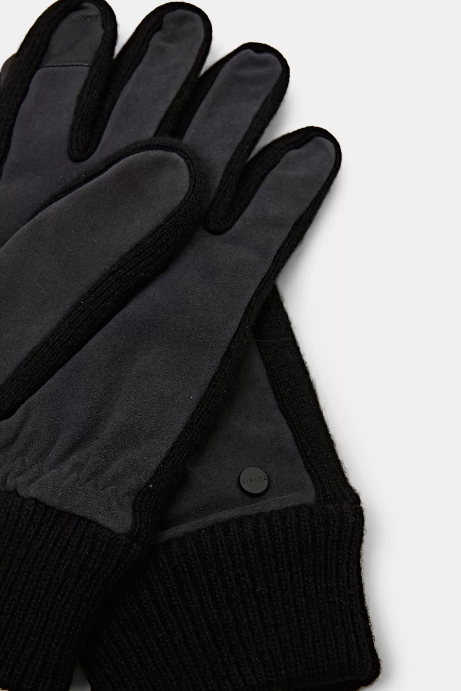 Handschuhe aus Rauleder und Wolle-ESPRIT Hot