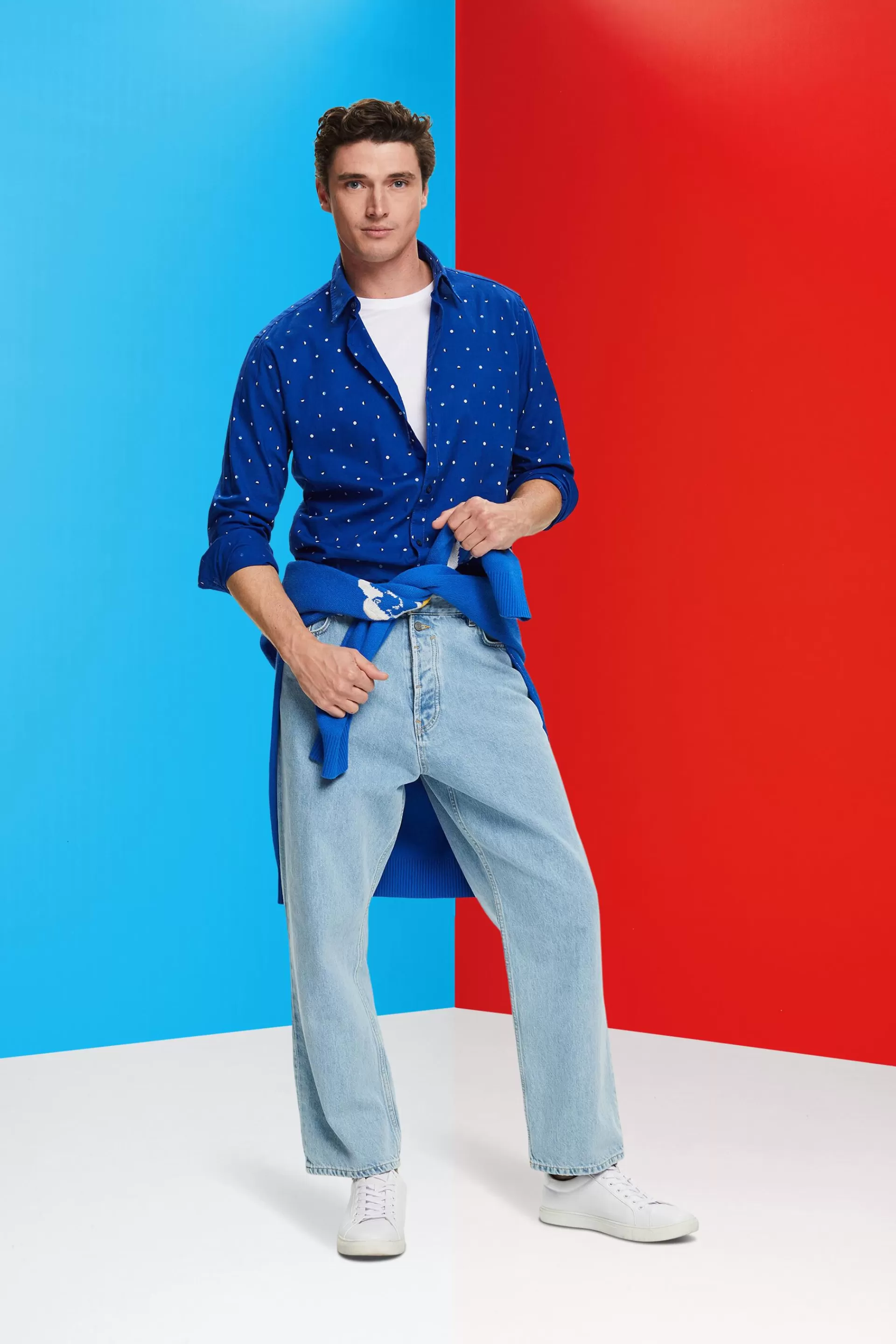 Hemd aus Slub Baumwolle mit Lunar-Dot-Muster-ESPRIT Best