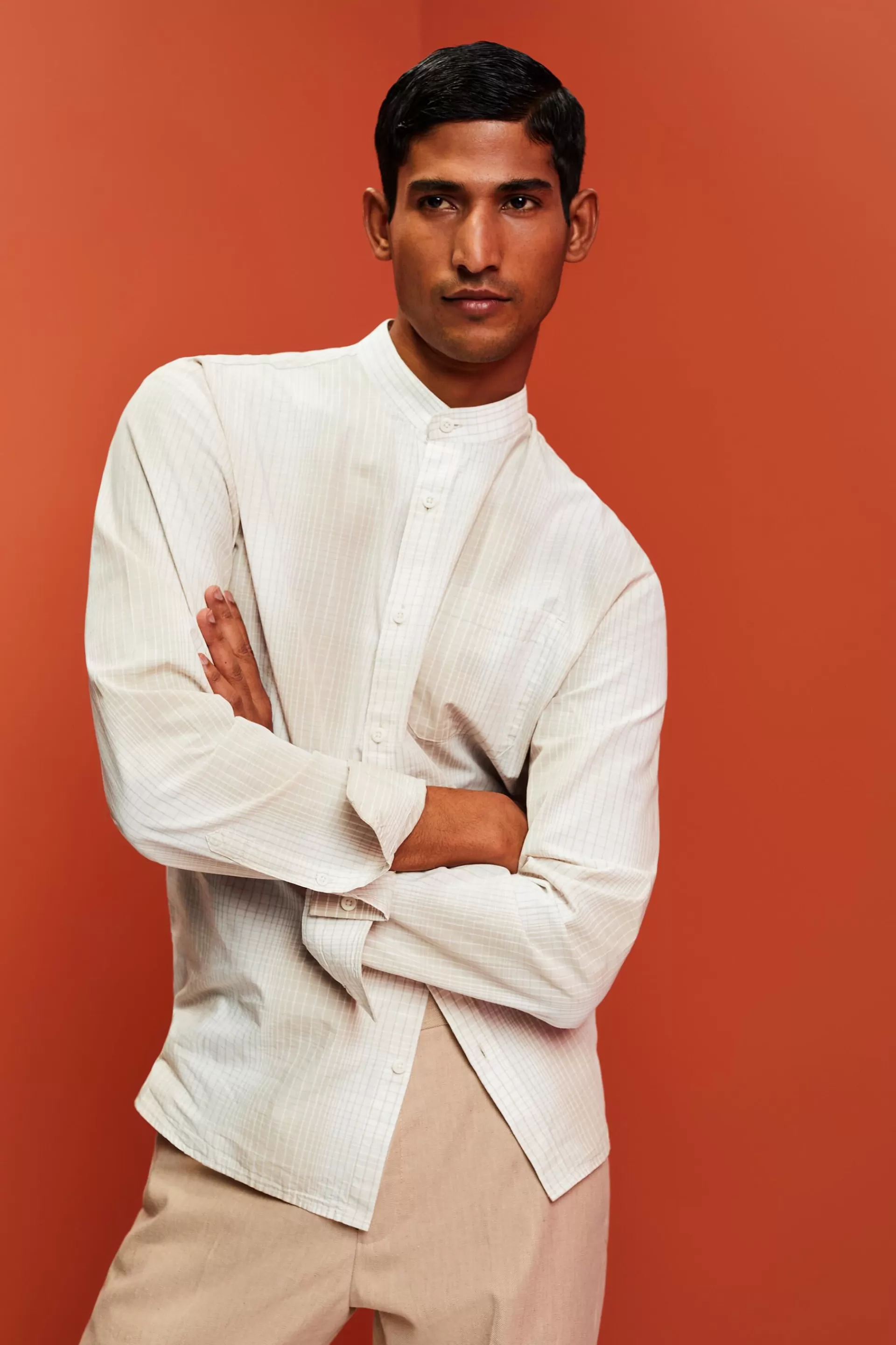 Hemd im Ombré-Design mit Stehkragen-ESPRIT Best Sale