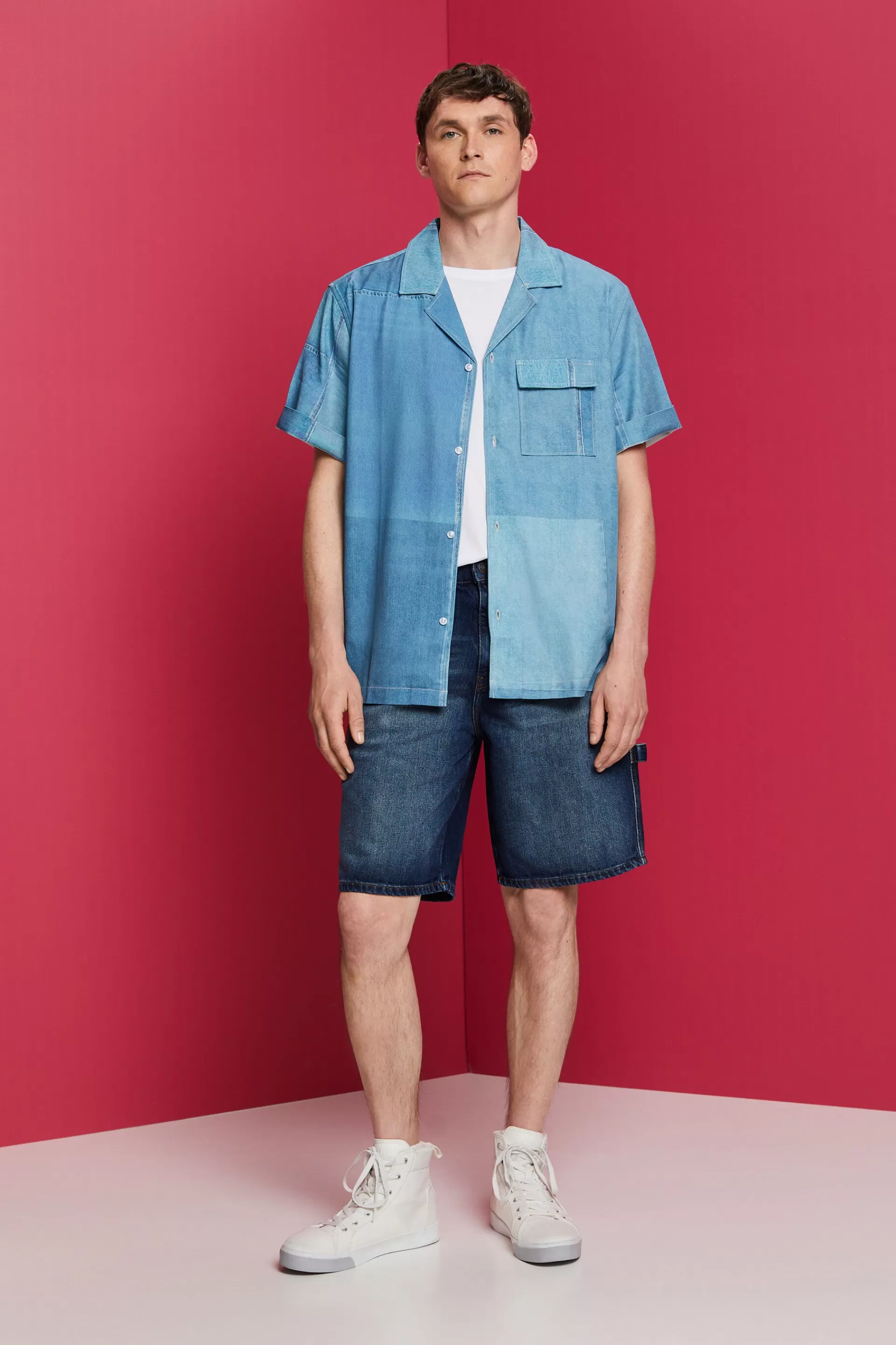 Hemd mit durchgehendem Denim-Print-ESPRIT Hot