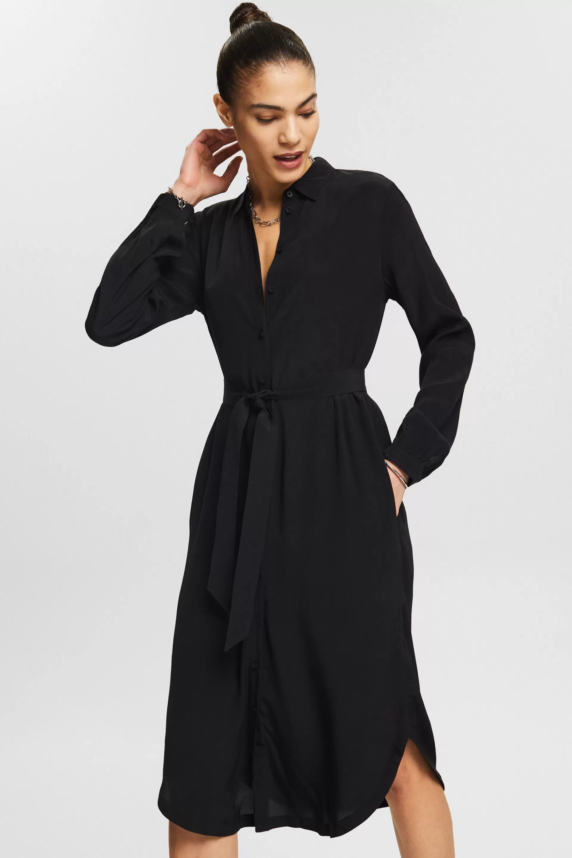 Hemdblusenkleid mit Gürtel-ESPRIT New