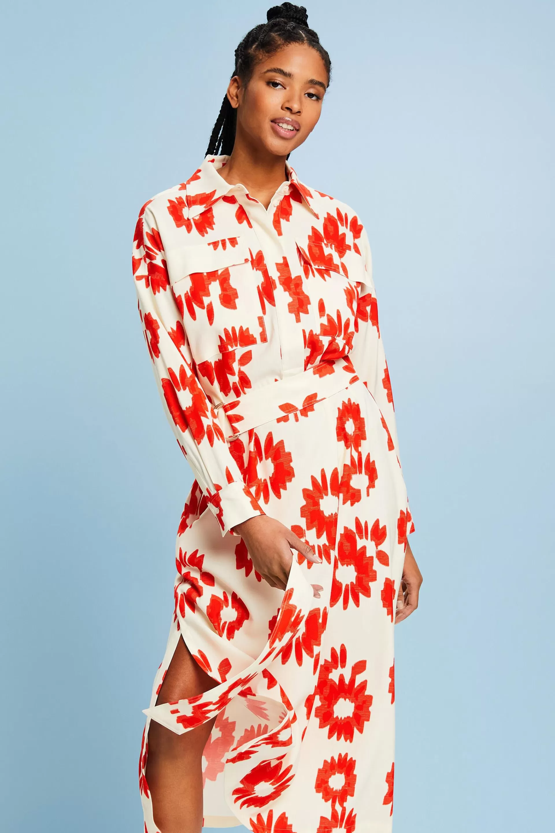 Hemdblusenkleid mit Print-ESPRIT Discount