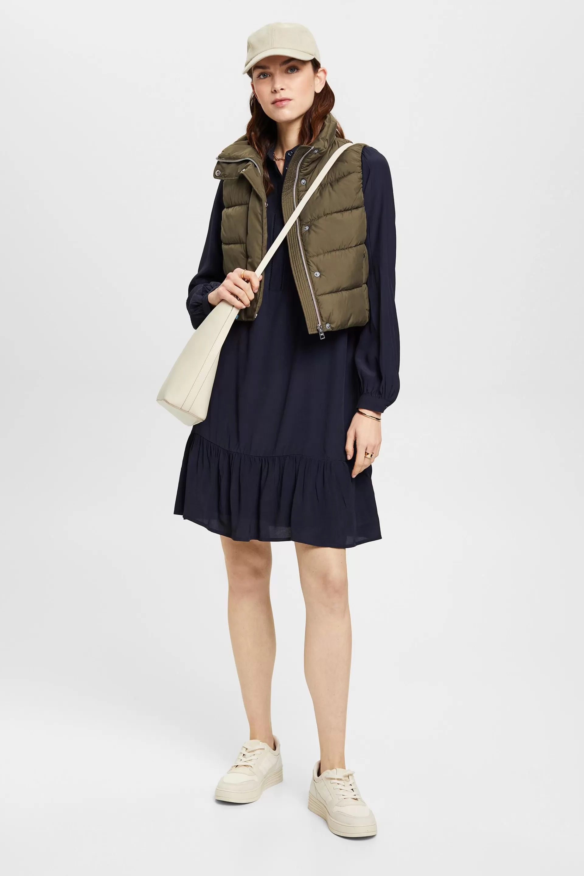 Hemdblusenkleid mit verdeckter Knopfleiste-ESPRIT Store