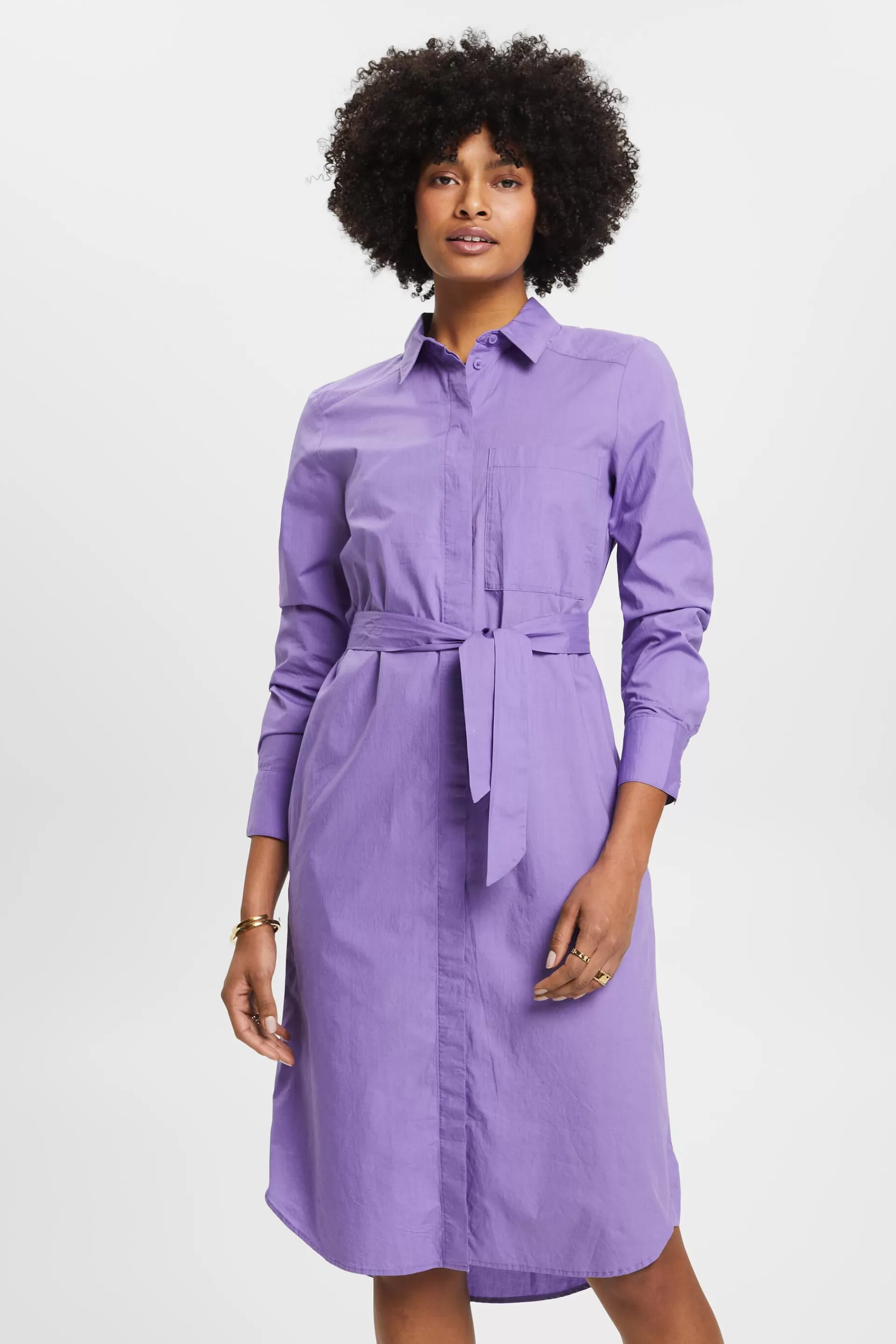 Hemdkleid aus Baumwolle mit Bindegürtel-ESPRIT Cheap