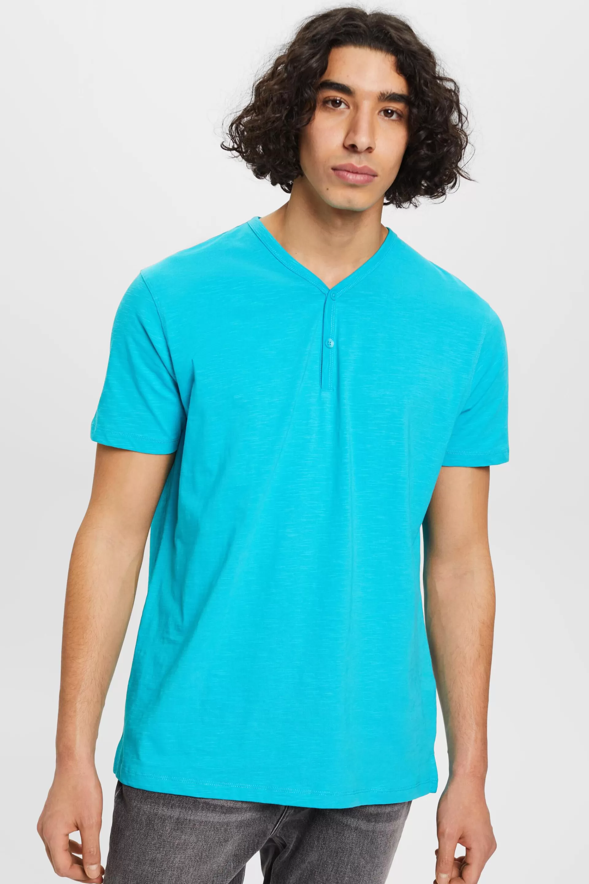 Henley-Shirt aus Slub Jersey-ESPRIT Cheap