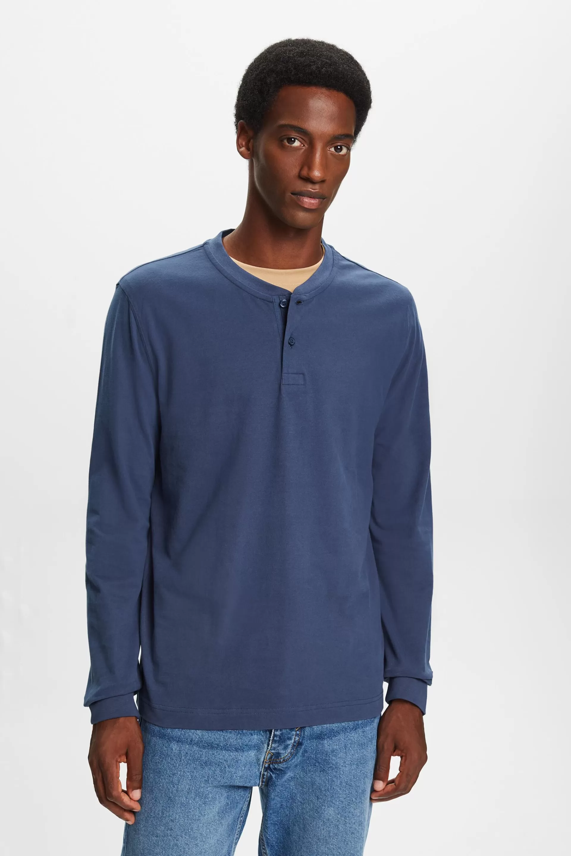 Henley-Top aus Baumwolljersey in Washed-Optik-ESPRIT Best