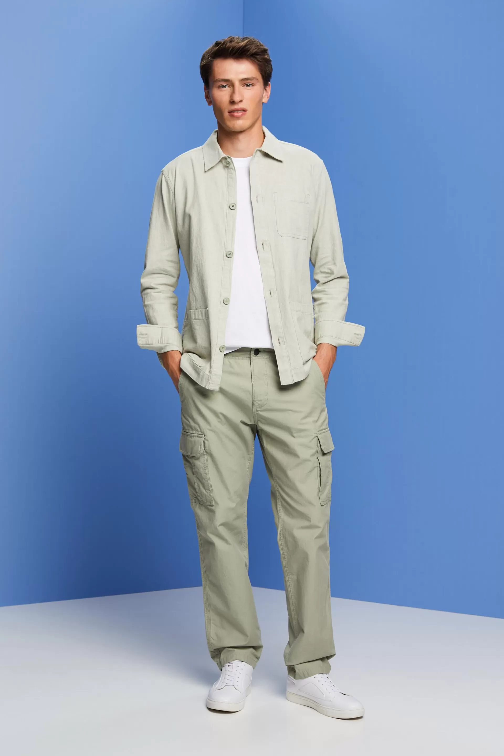 Herringbone-Hemd, Leinenmix-ESPRIT Online
