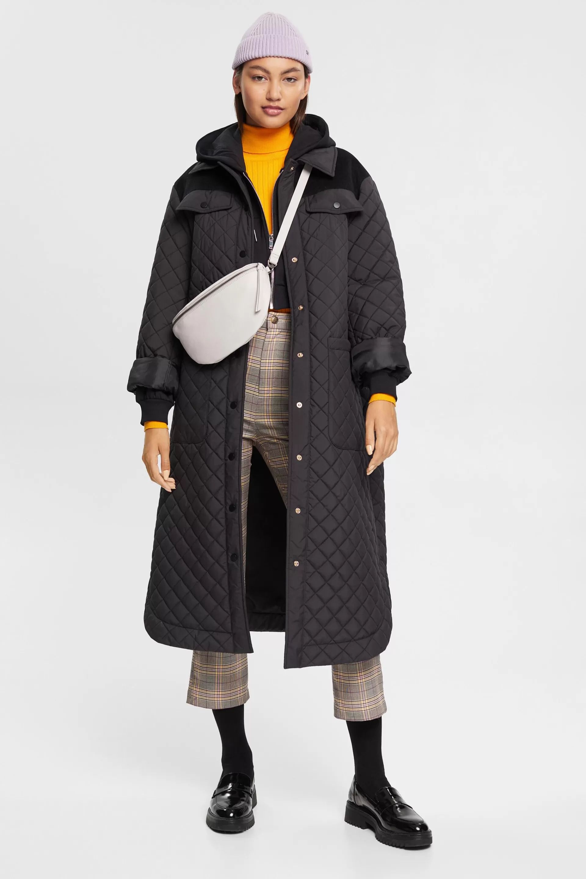 High-Rise-Hose mit ausgestelltem Cropped-Bein und Karomuster-ESPRIT Best