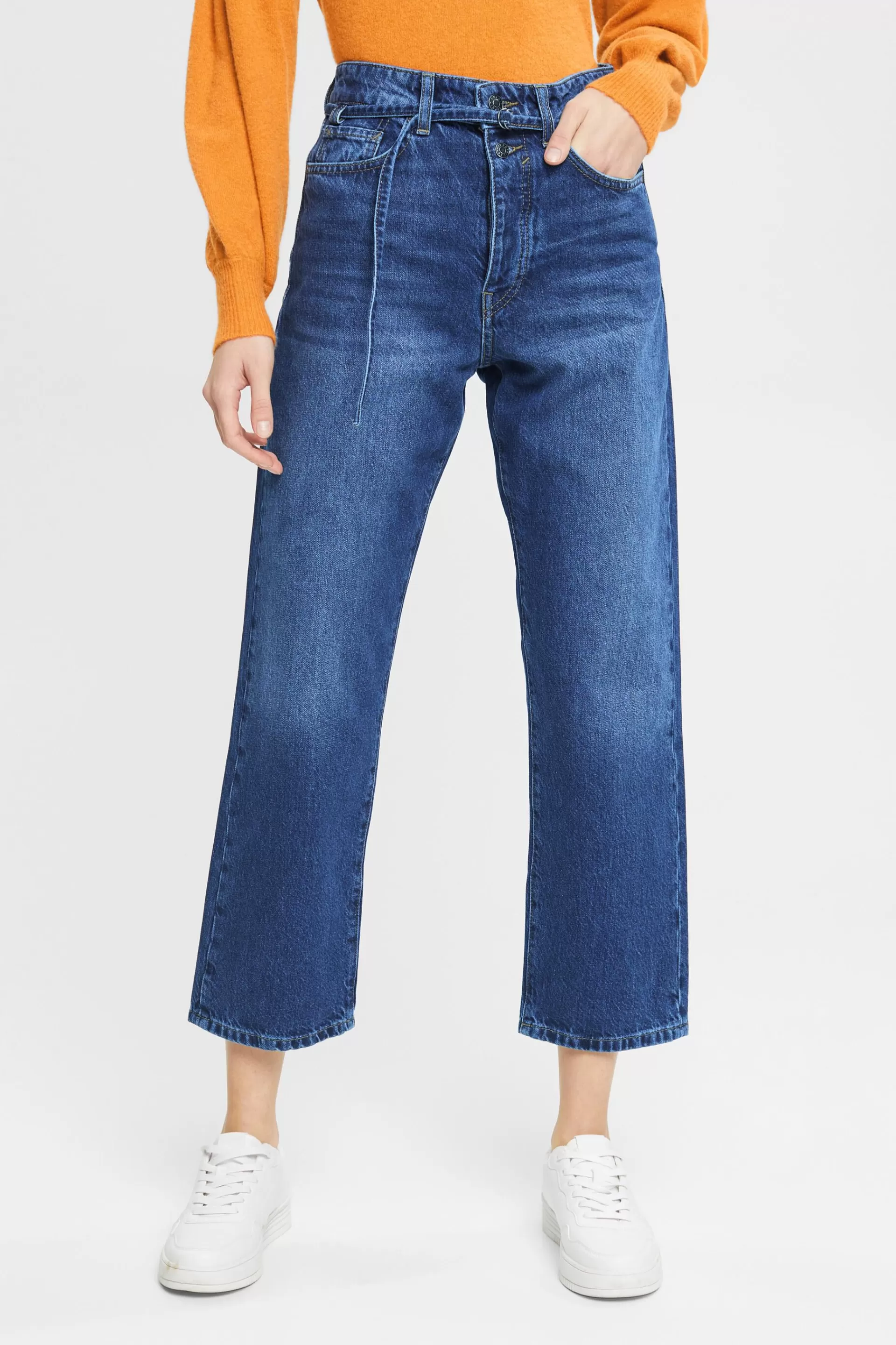 High-Rise-Jeans im Dad Fit mit passendem Gürtel-ESPRIT Shop