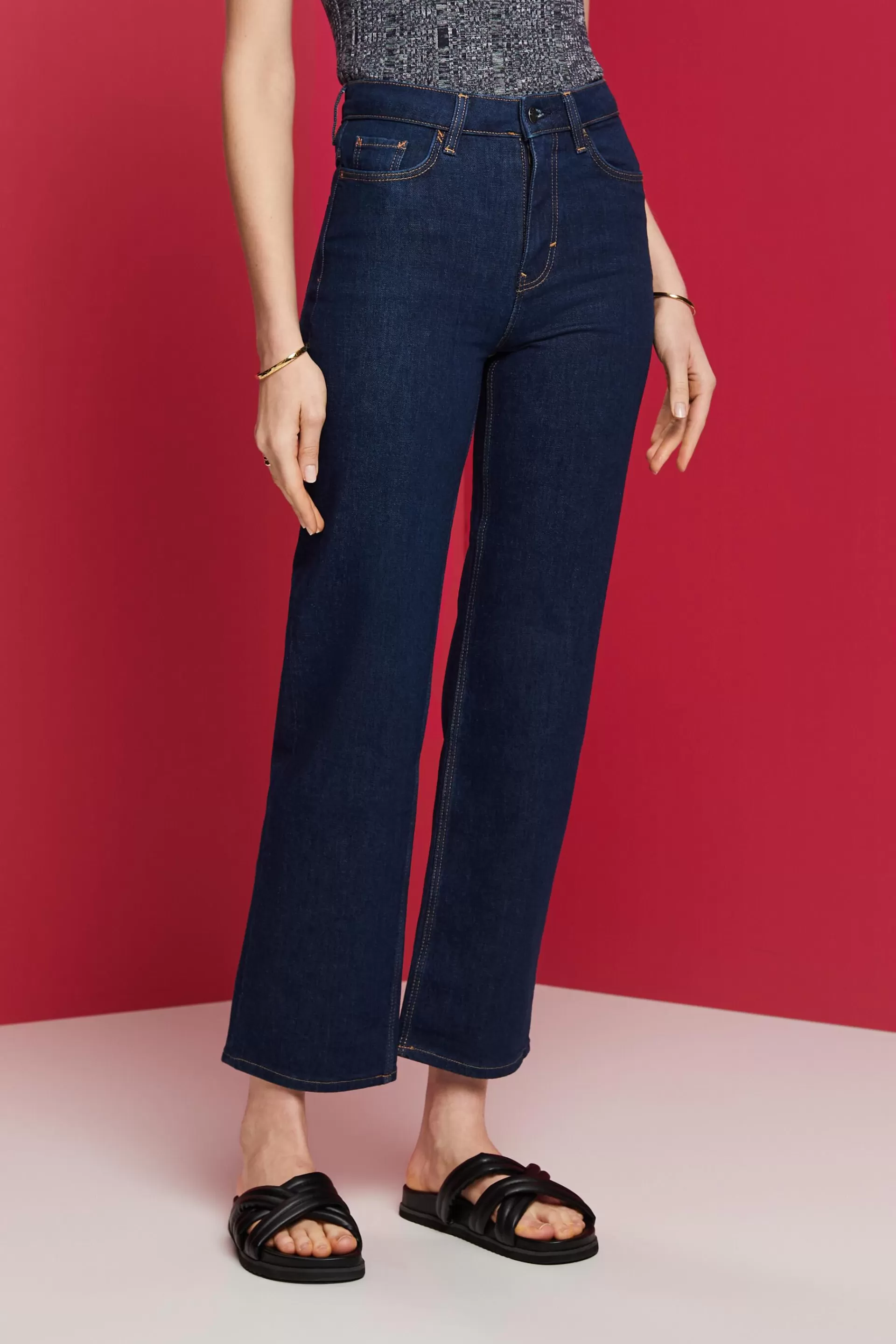 High-Rise-Jeans mit geradem Bein-ESPRIT Cheap