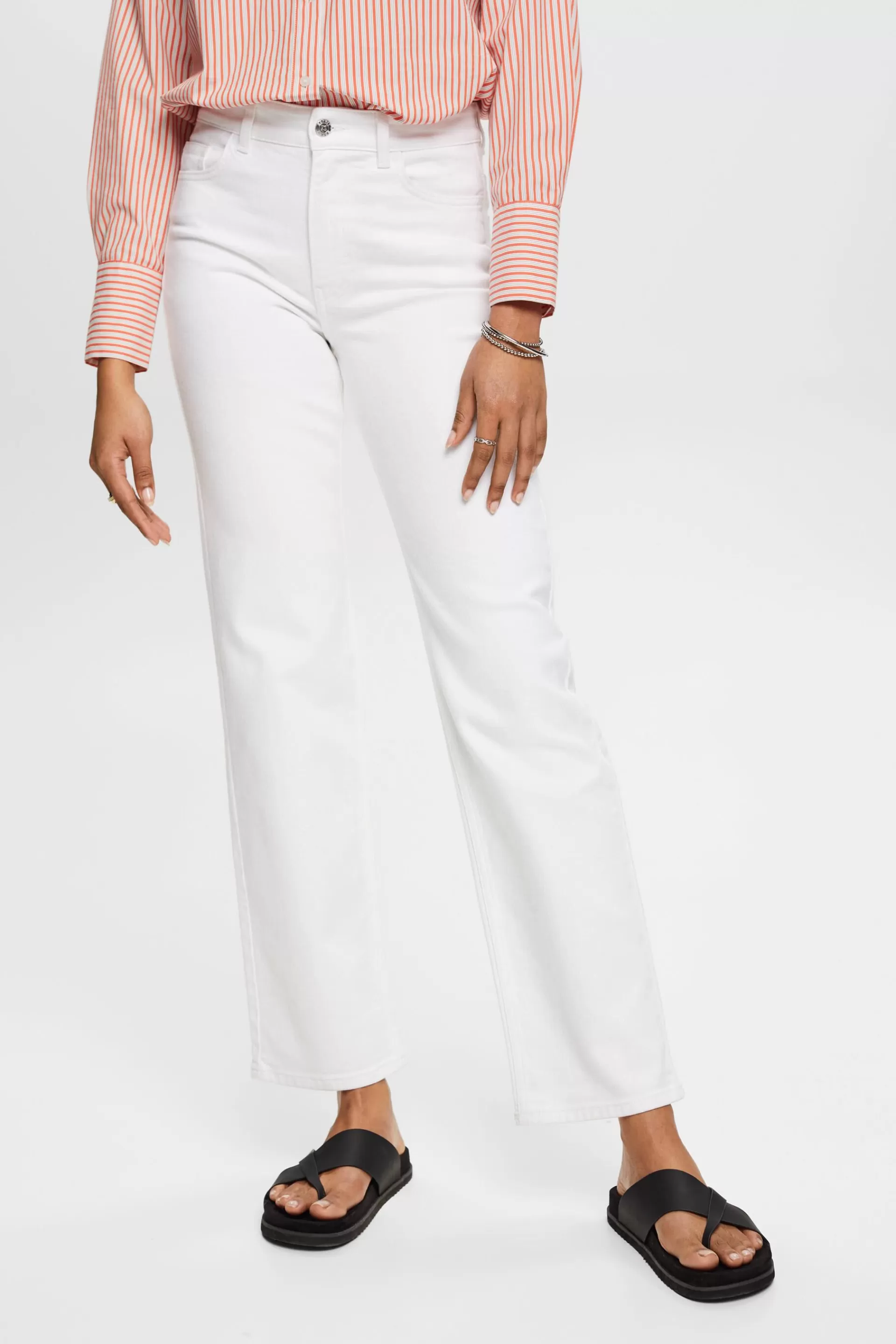 High-Rise-Jeans mit geradem Bein-ESPRIT Cheap