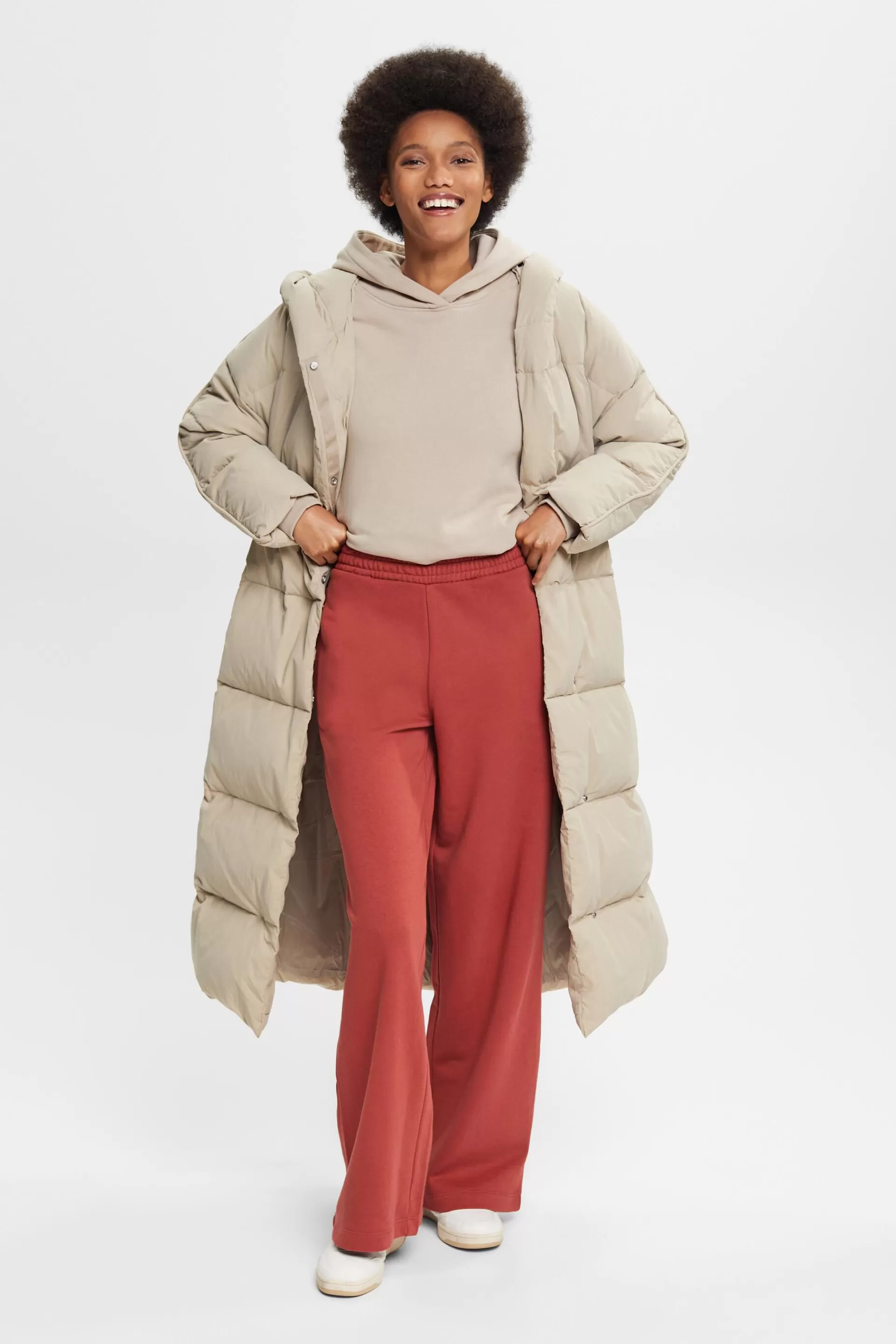 High-Rise-Pants im Jogger-Style mit weitem Bein-ESPRIT Fashion