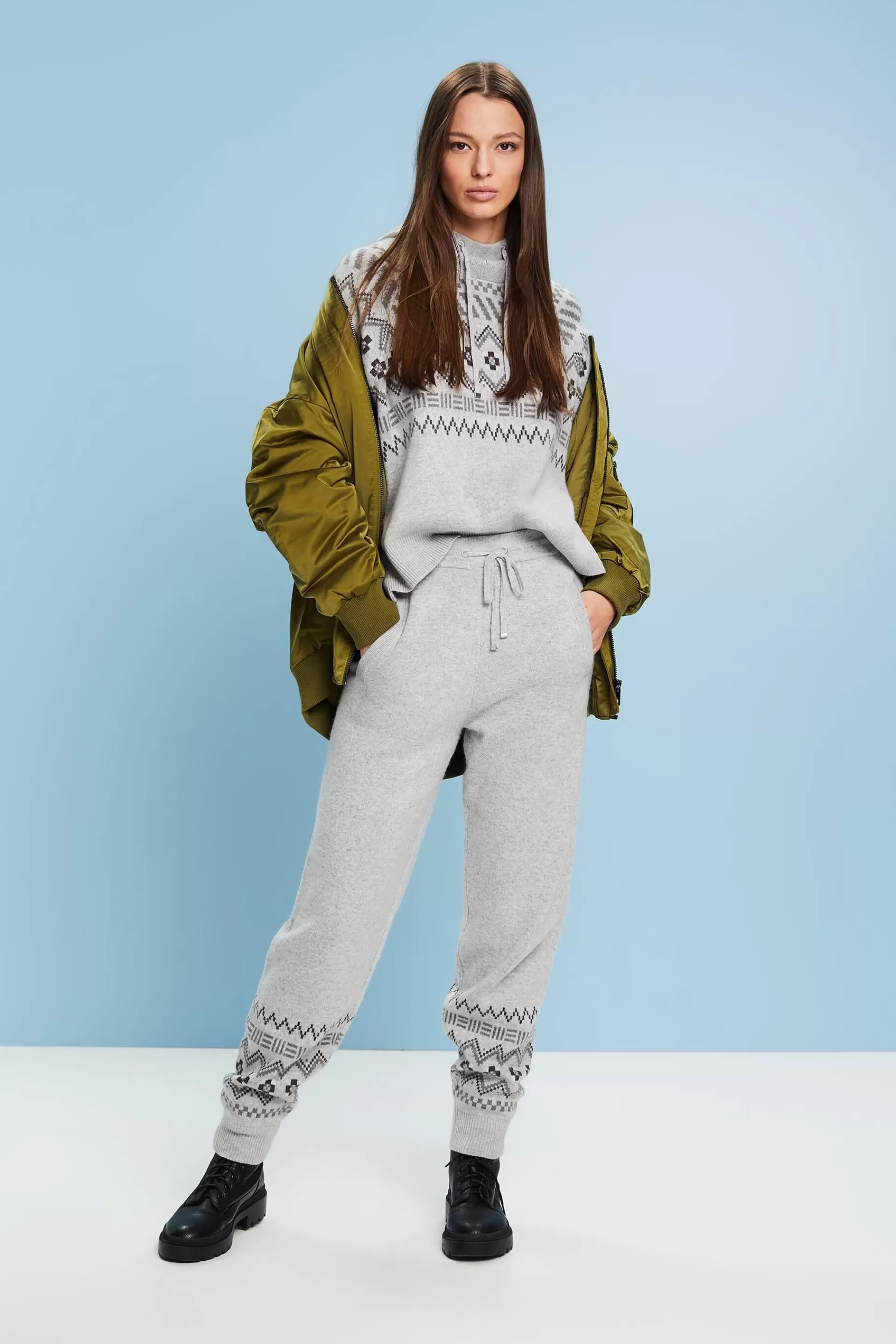 Hose aus Wolle-Kaschmir-Mix mit Norwegermuster-ESPRIT Store