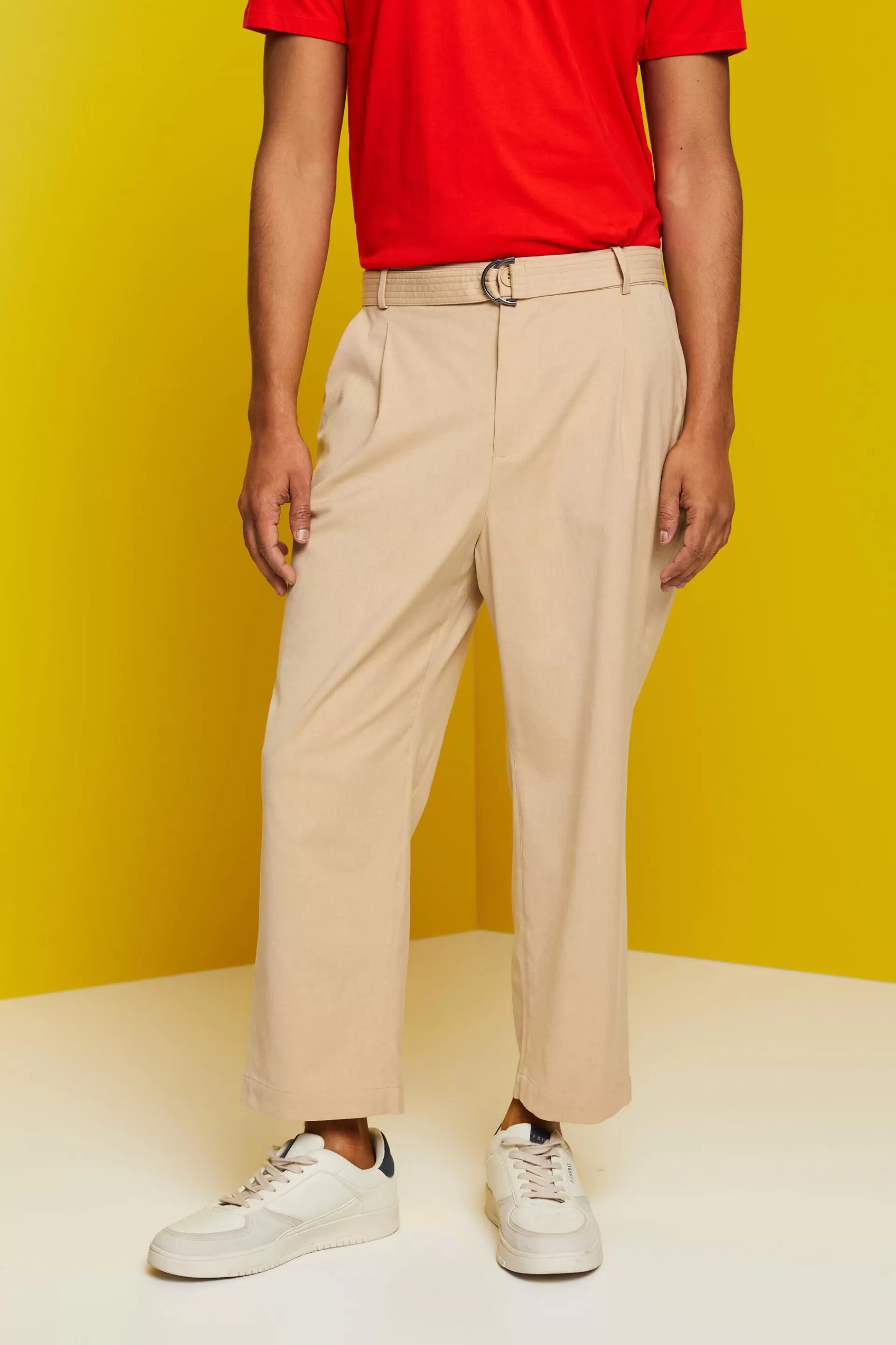 Hose mit weitem Bein und Gürtel, Wollmix-ESPRIT Cheap