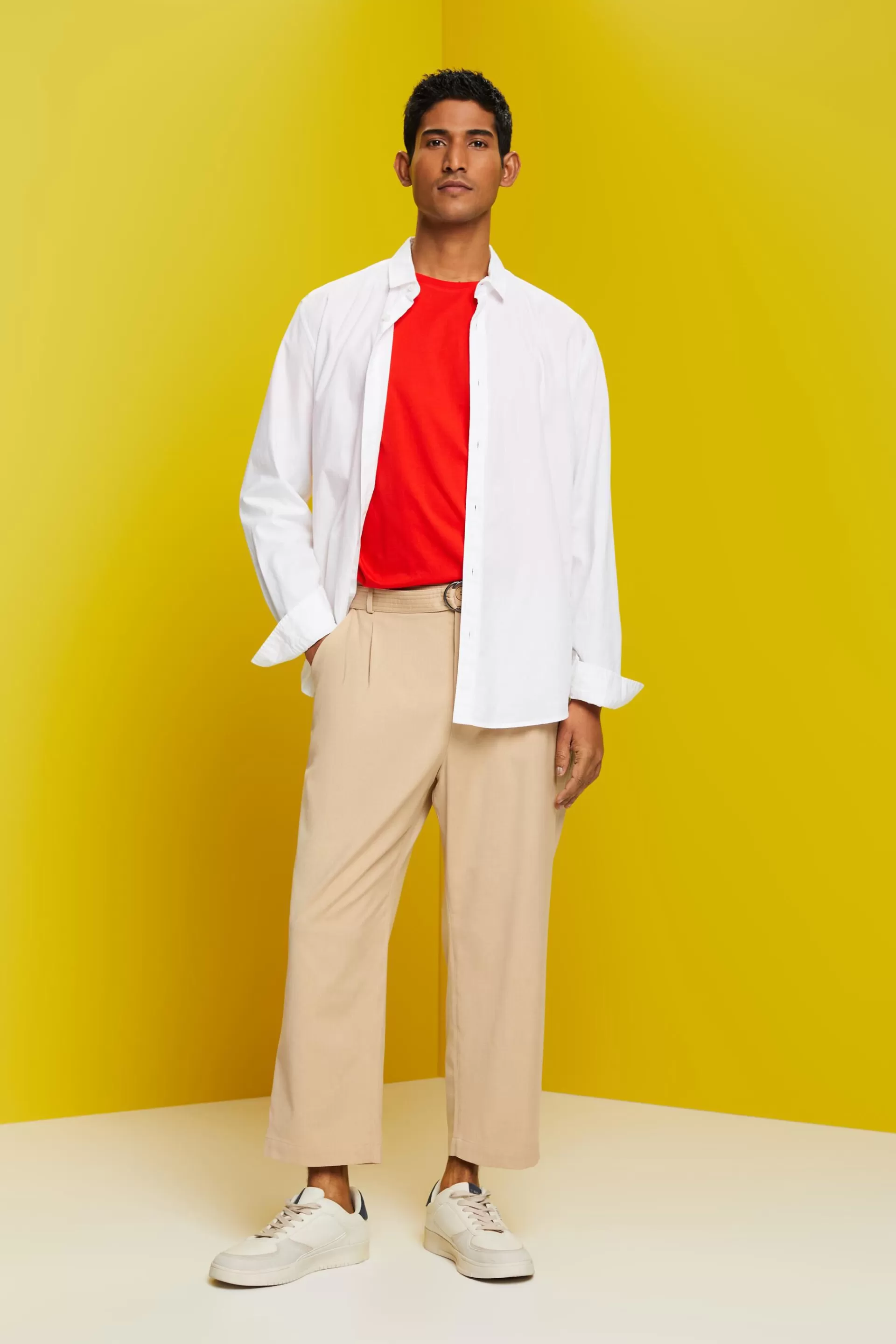 Hose mit weitem Bein und Gürtel, Wollmix-ESPRIT Cheap