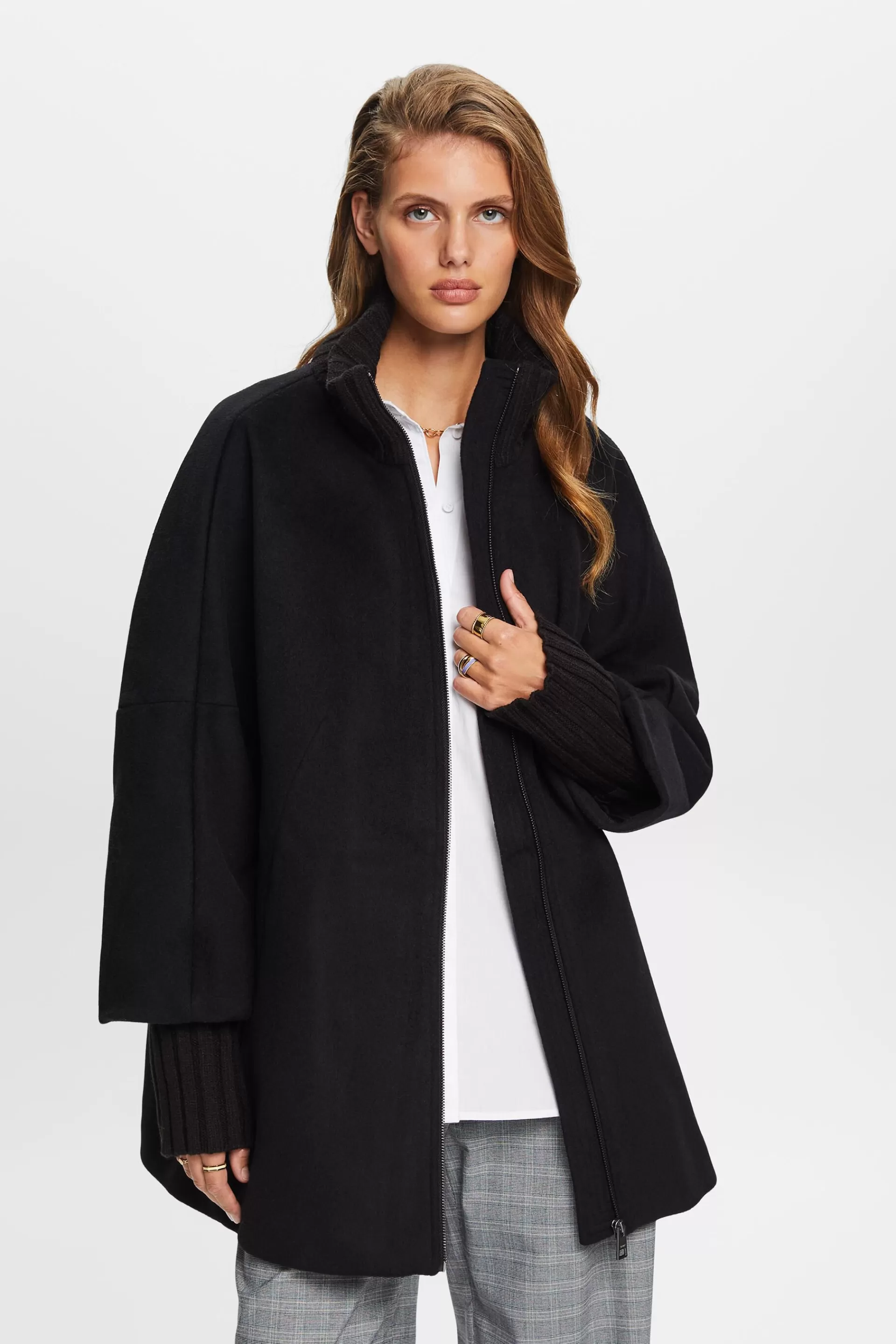 Jacke aus Wollmix mit Kaschmir-ESPRIT Hot