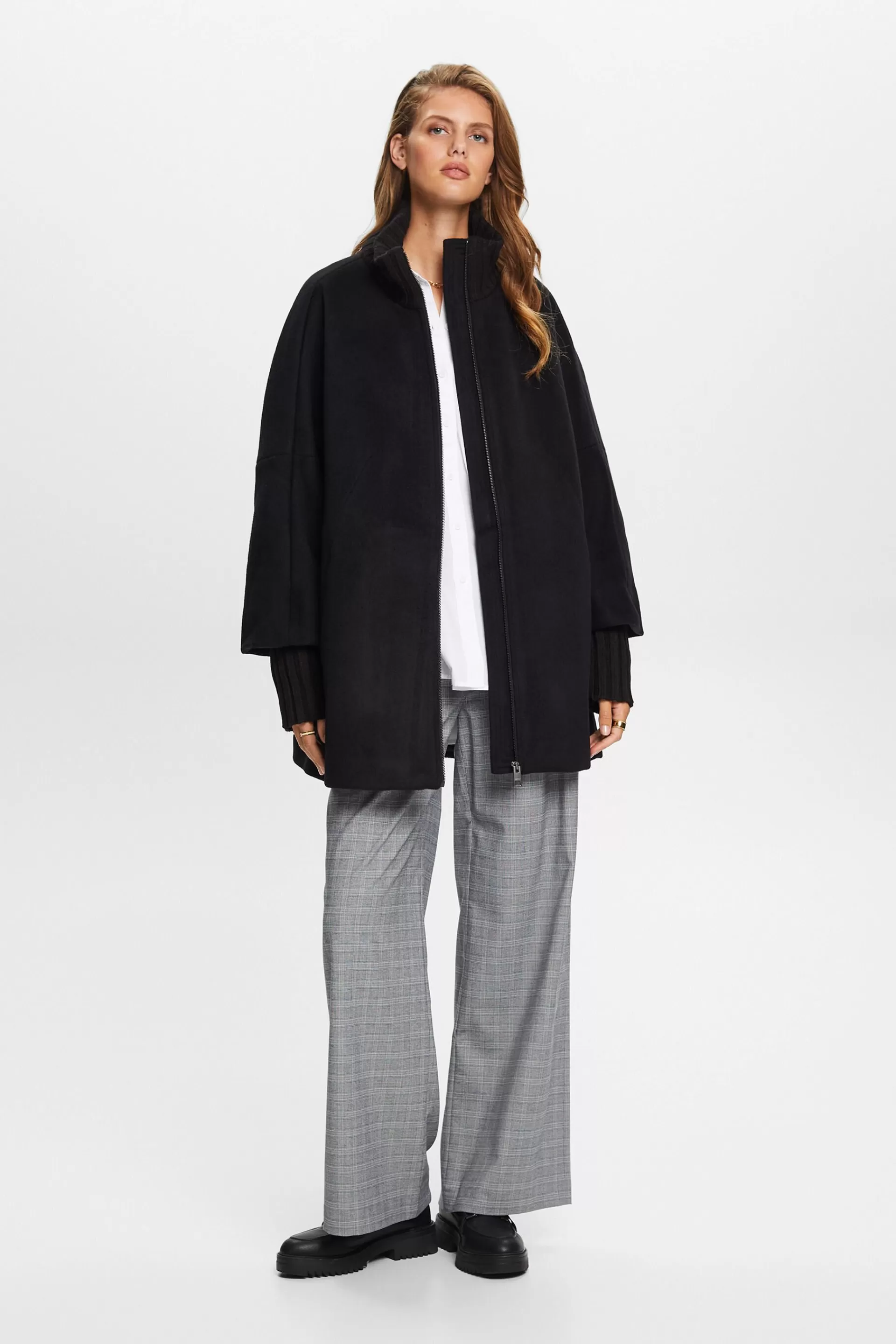 Jacke aus Wollmix mit Kaschmir-ESPRIT Hot