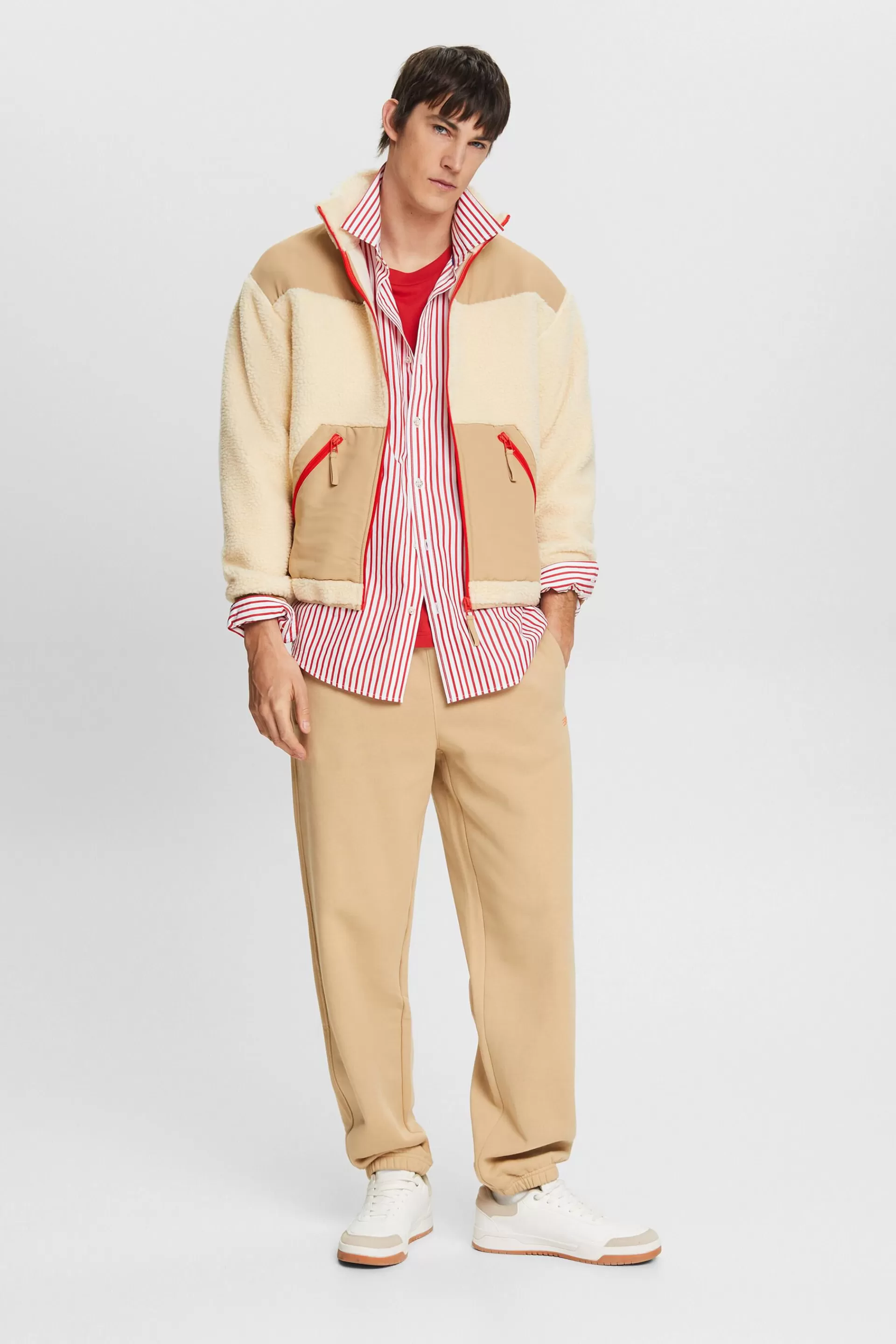 Jacke mit Teddyfell und Fleece-ESPRIT Outlet