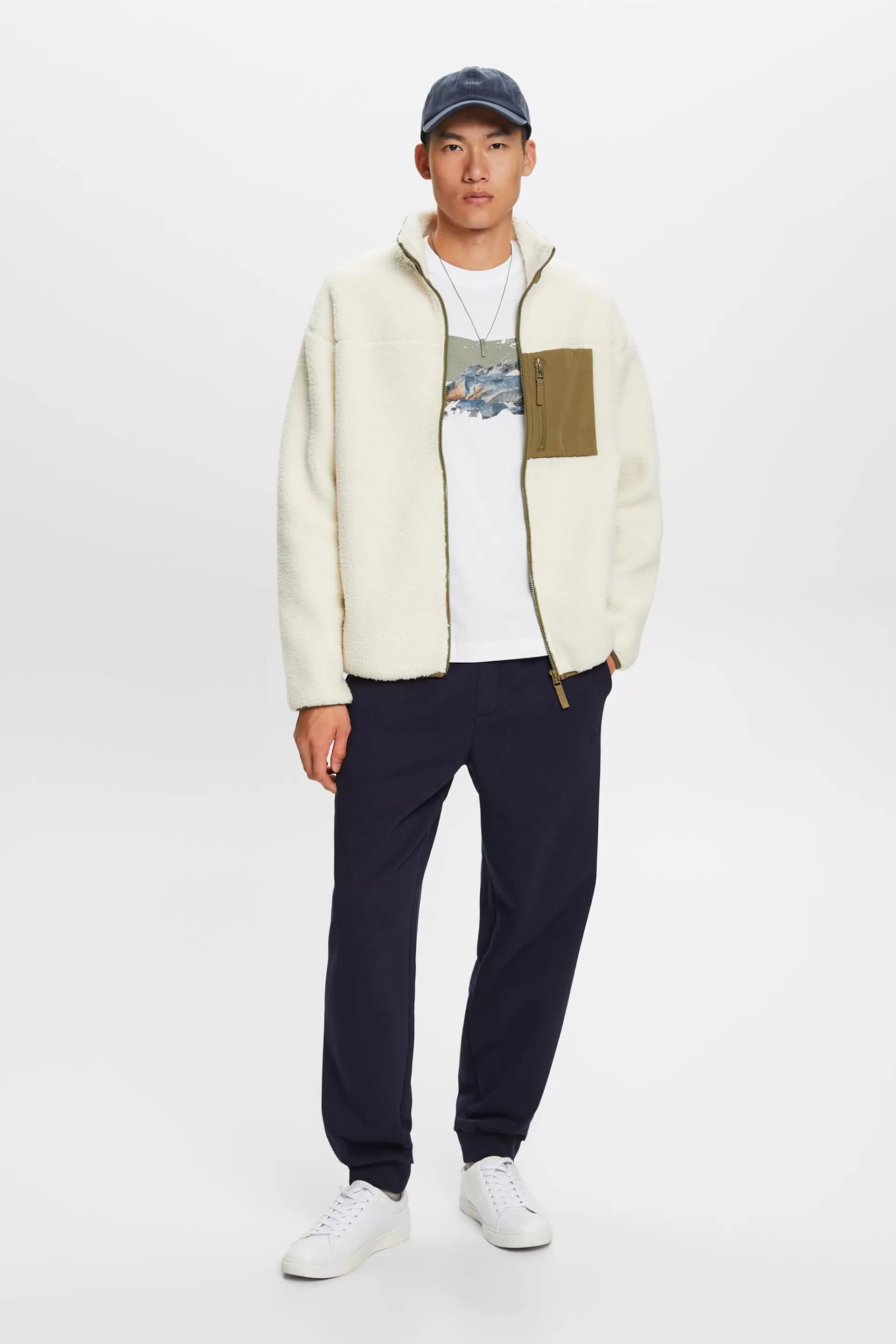 Jacke mit Teddyfell und Fleece-ESPRIT Clearance
