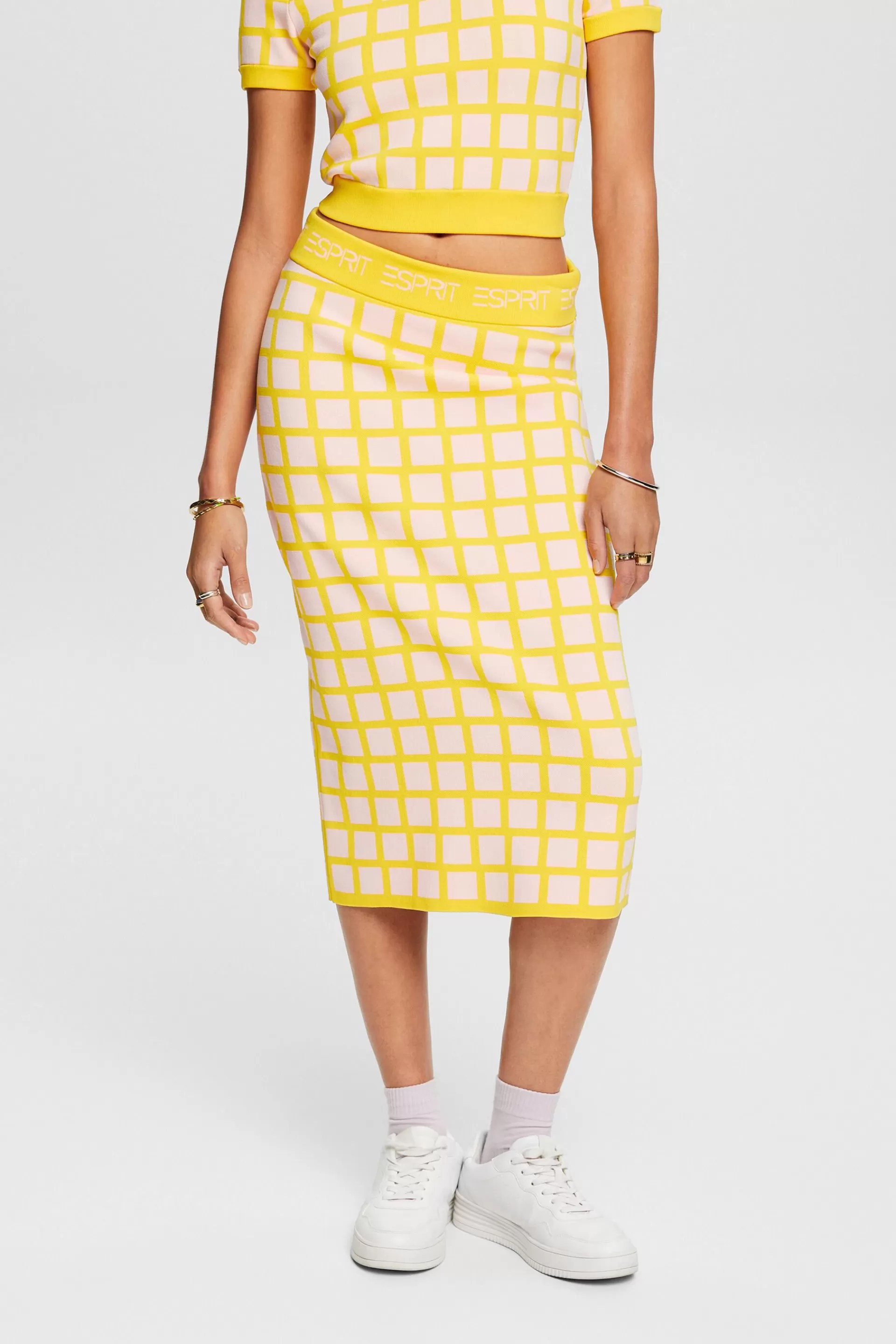 Jacquard-Midirock mit Logo-ESPRIT Fashion