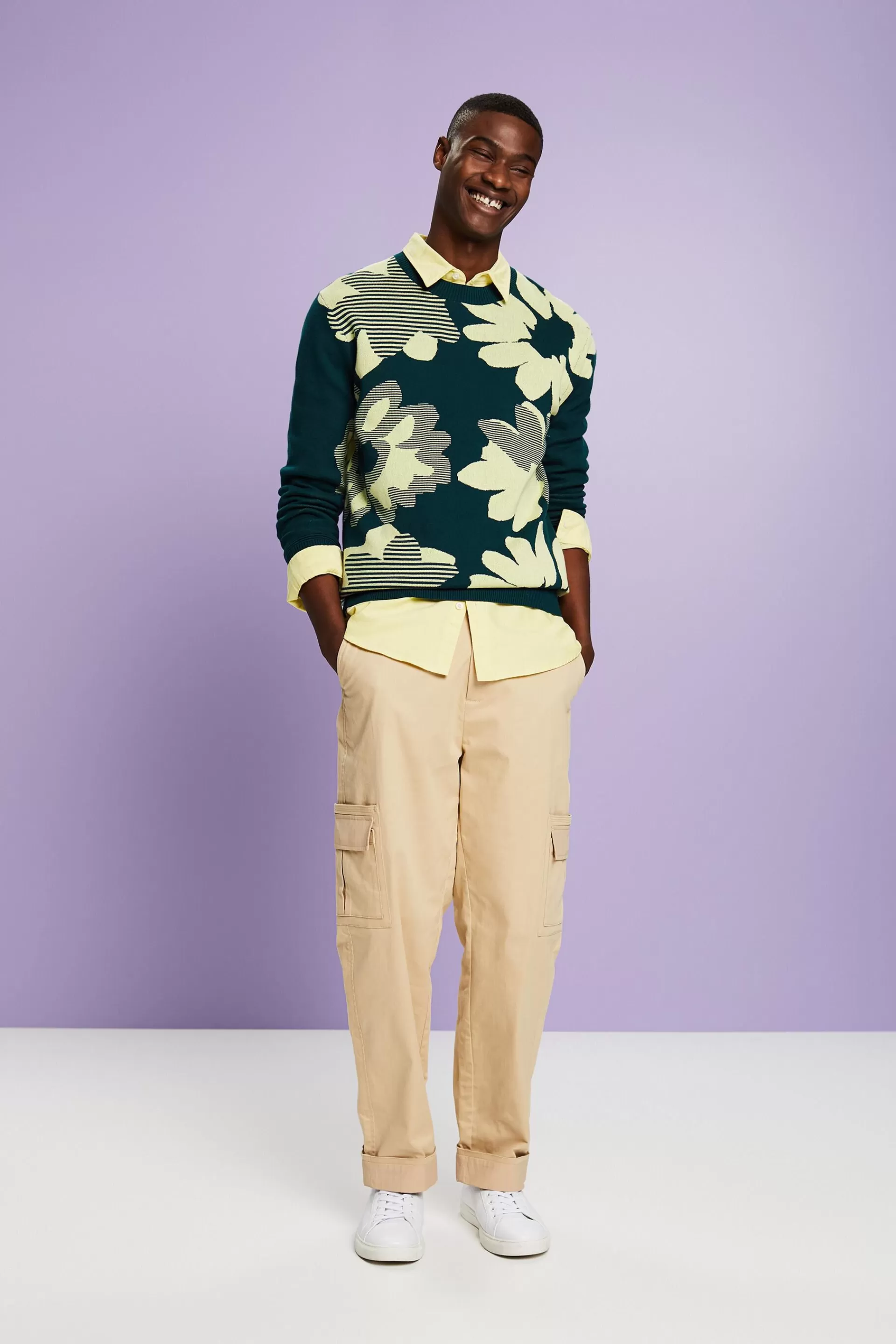 Jacquard-Pullover aus Baumwolle-ESPRIT Online