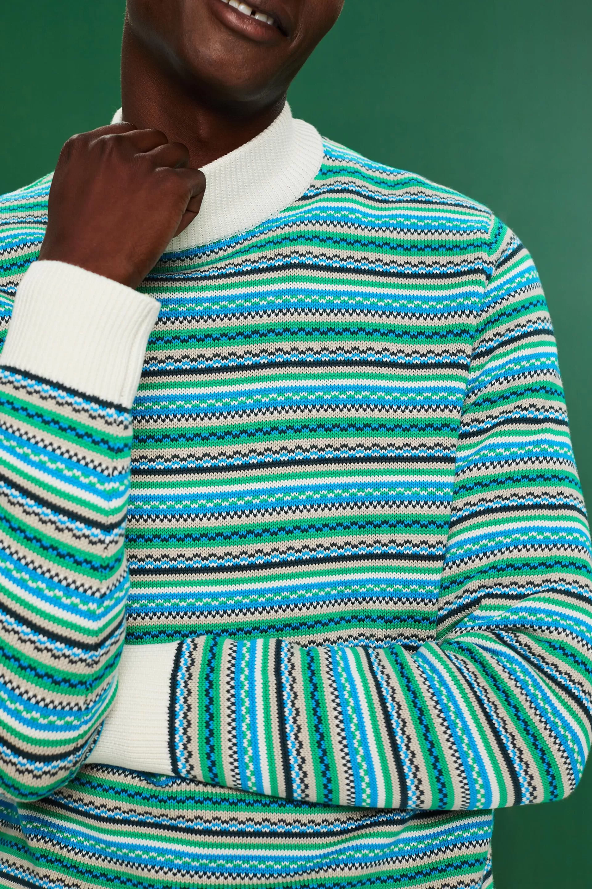Jacquardpullover aus Baumwolle mit Stehkragen-ESPRIT Cheap