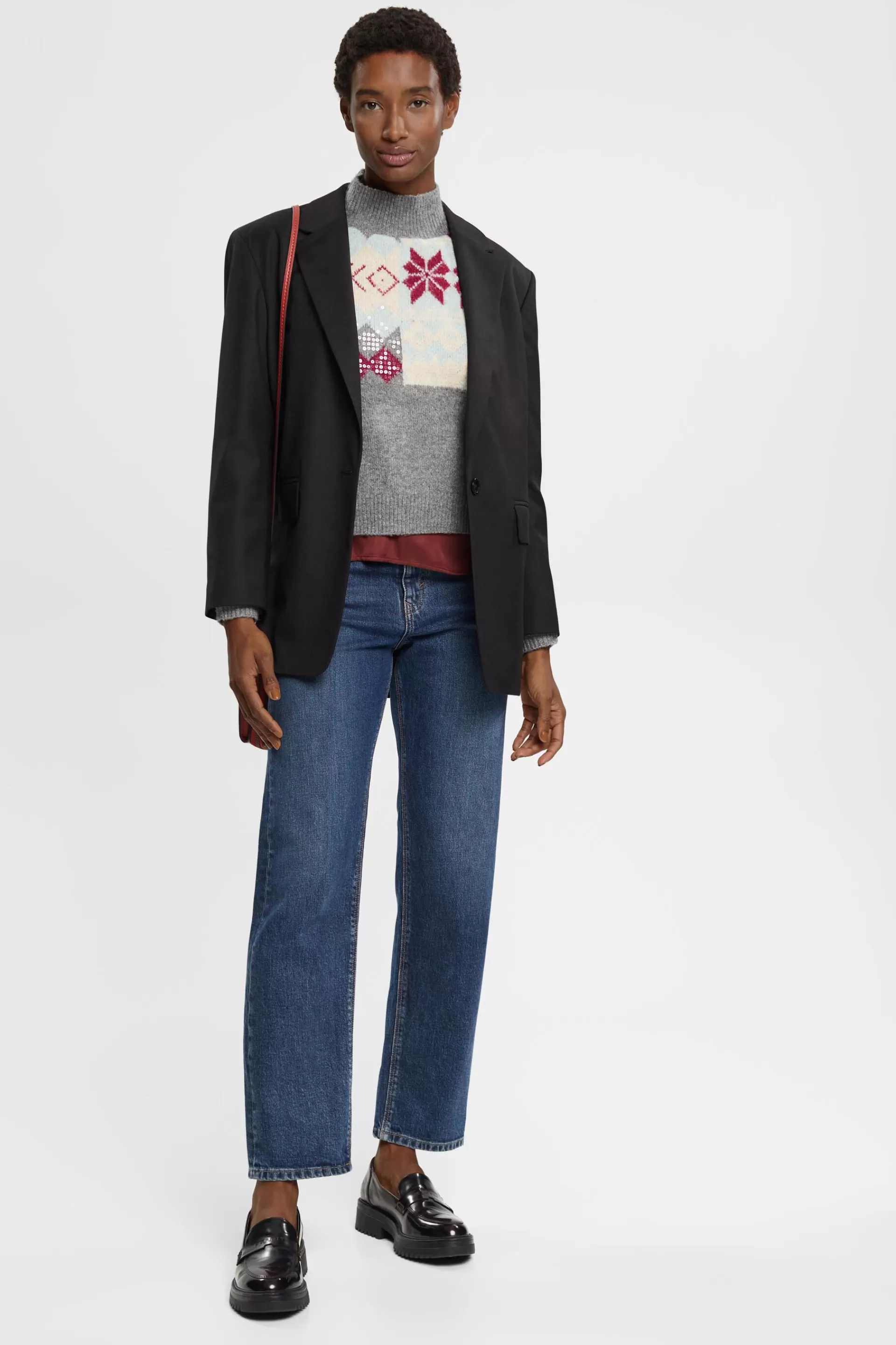 Jacquard-Pullover mit Pailletten-ESPRIT Hot