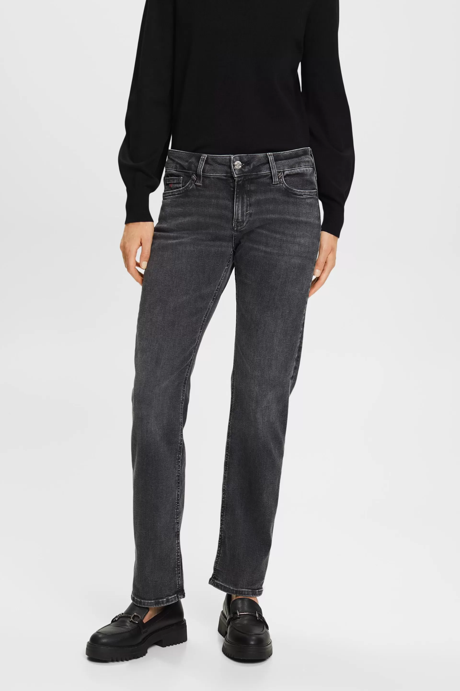Jeans mit geradem Bein und mittlerer Bundhöhe-ESPRIT Cheap