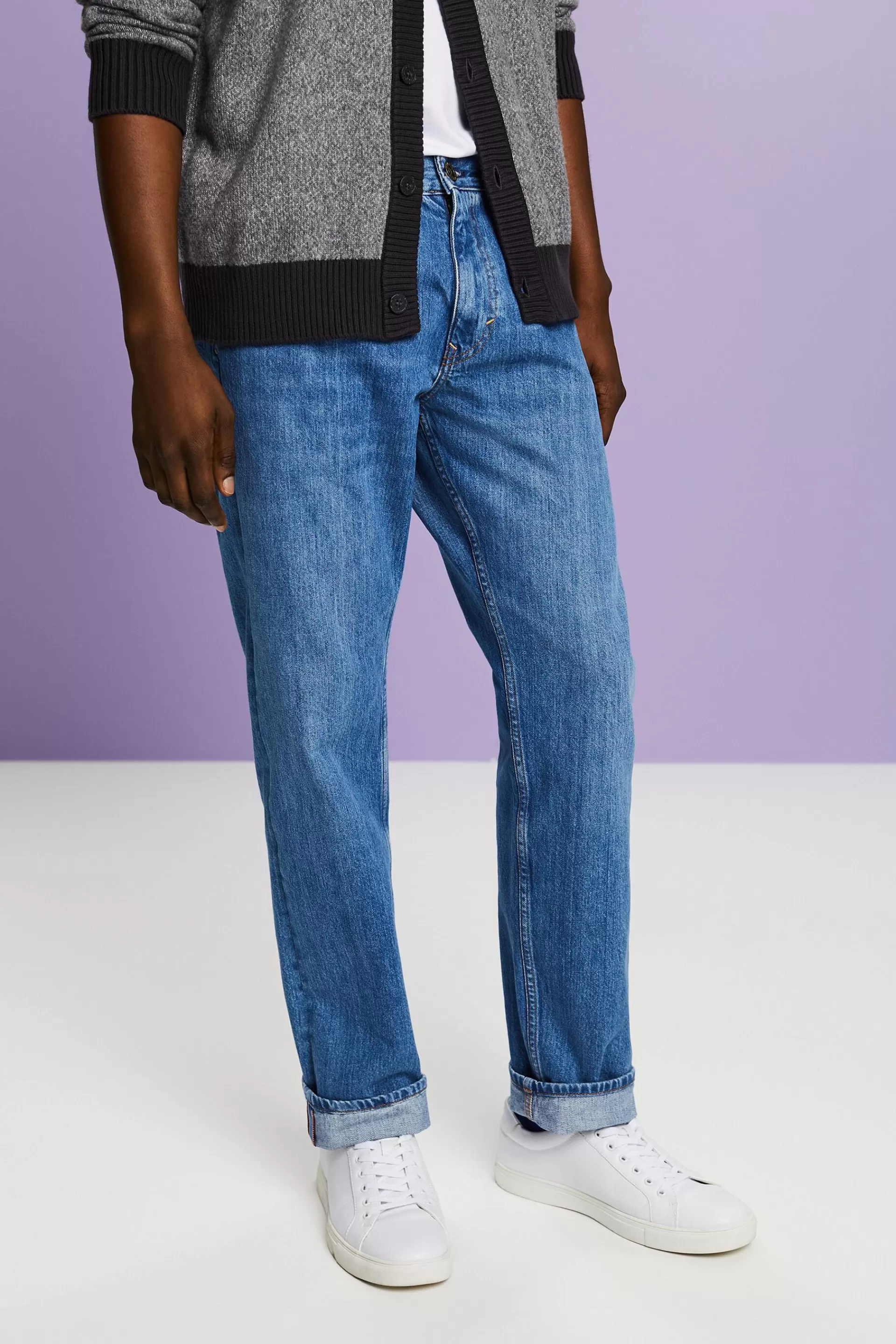 Jeans mit geradem Bein und mittlerer Bundhöhe-ESPRIT Hot