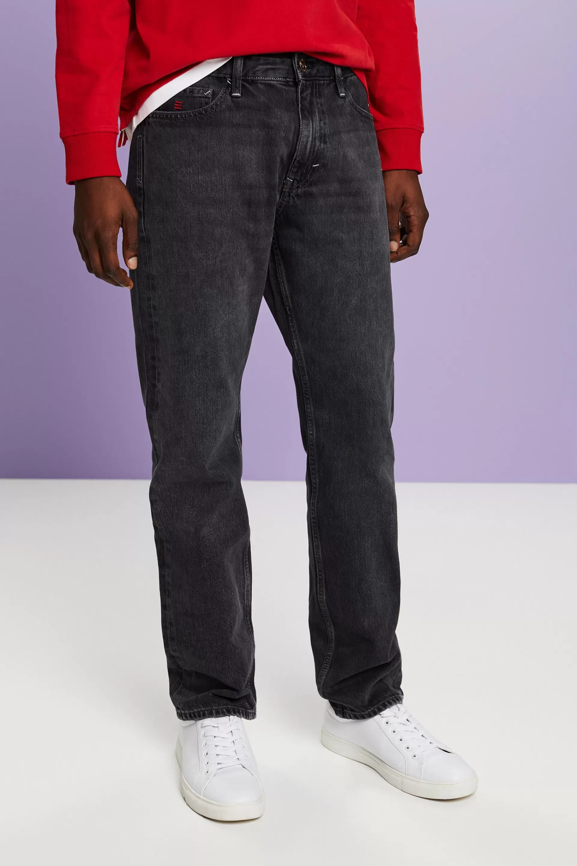 Jeans mit geradem Bein und mittlerer Bundhöhe-ESPRIT Hot