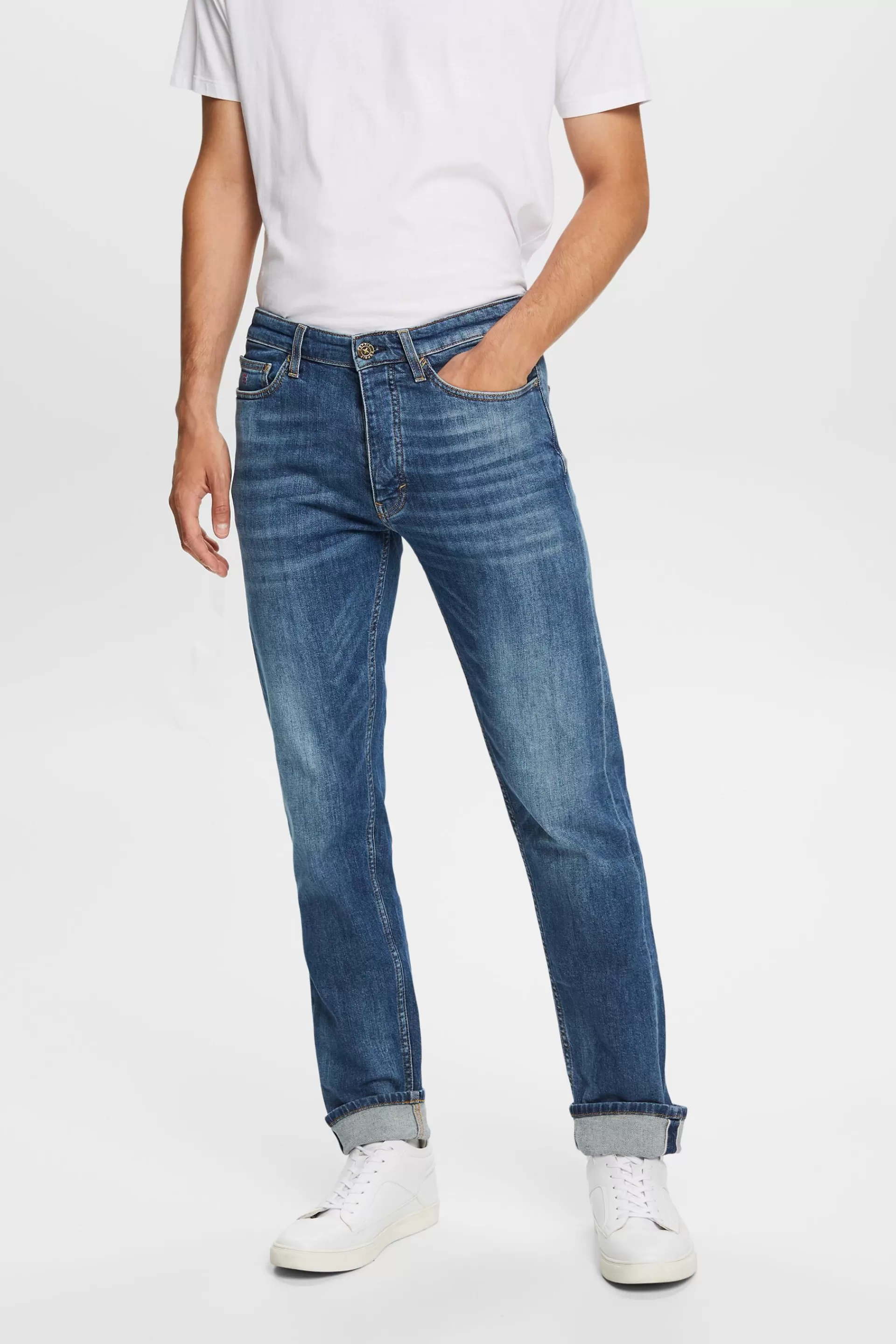 Jeans mit geradem Bein und mittlerer Bundhöhe-ESPRIT Flash Sale