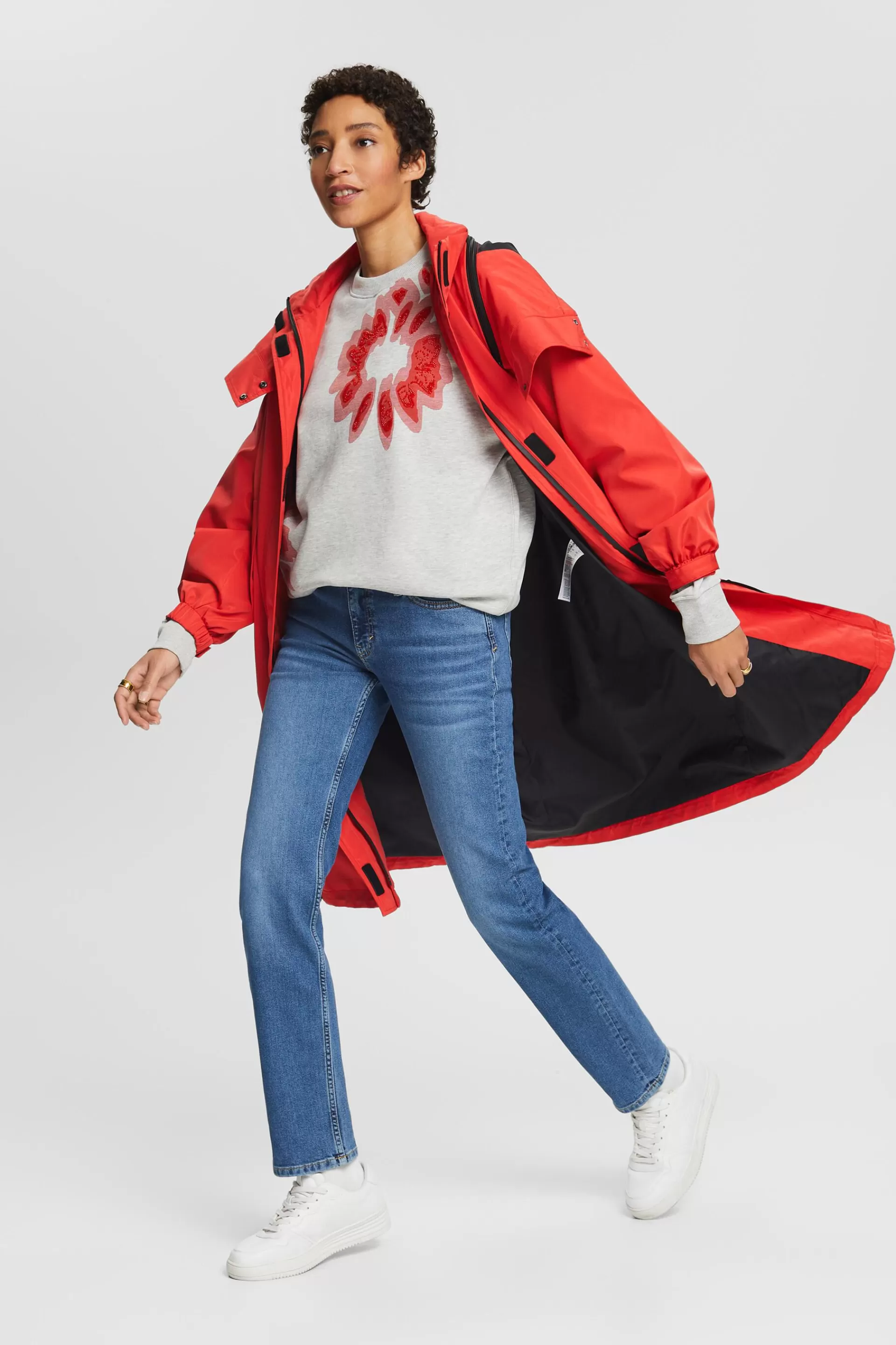 Jeans mit geradem Bein und mittlerer Bundhöhe-ESPRIT New
