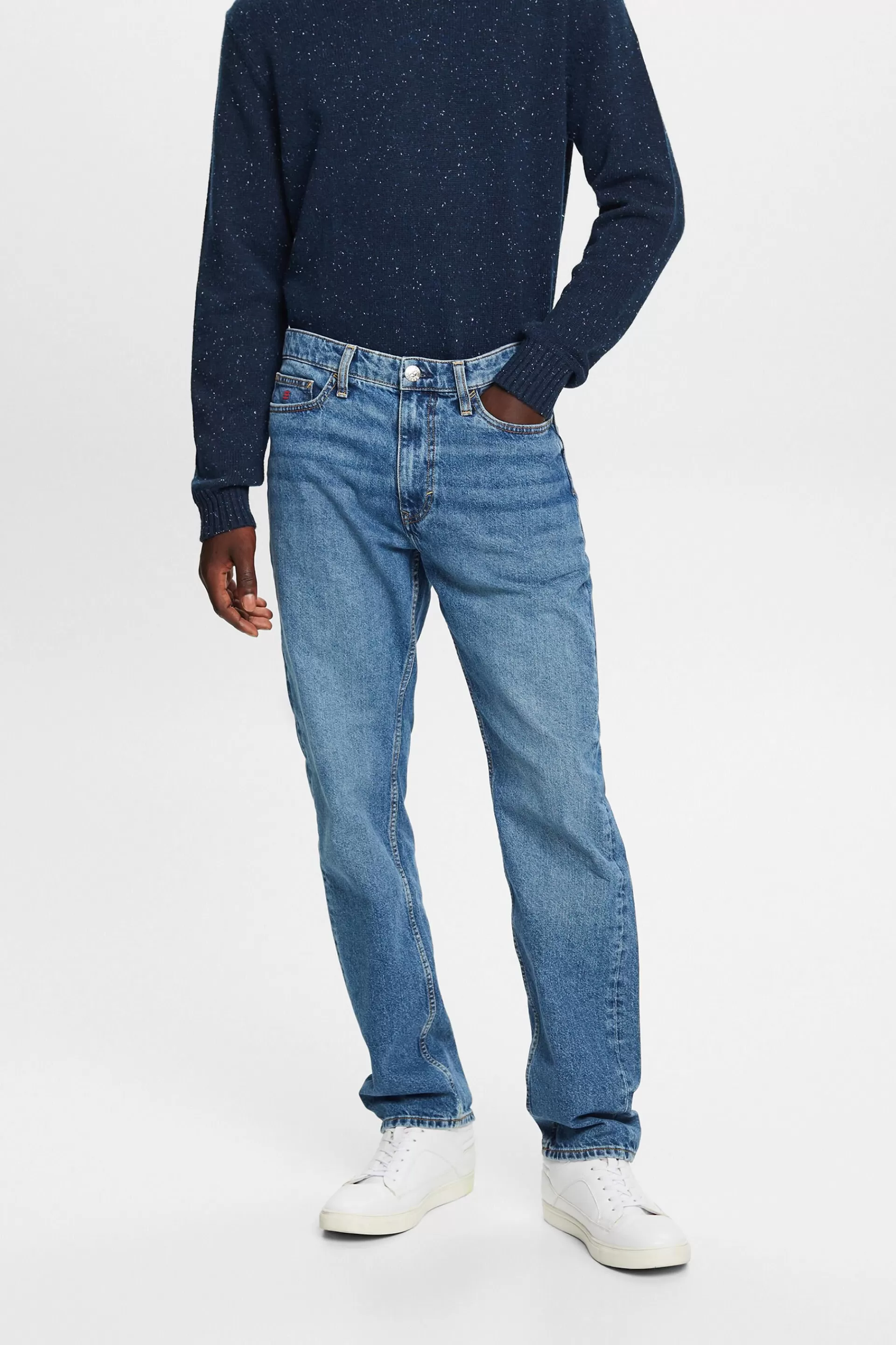 Jeans mit geradem Bein und mittlerer Bundhöhe-ESPRIT Clearance