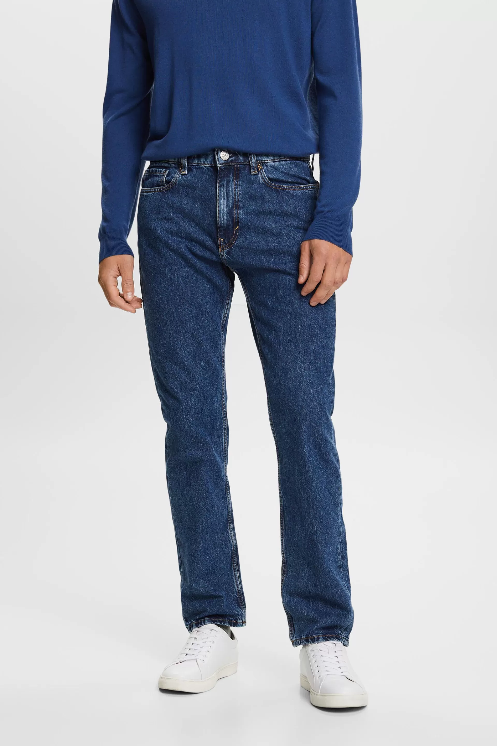 Jeans mit geradem Bein und mittlerer Bundhöhe-ESPRIT Store