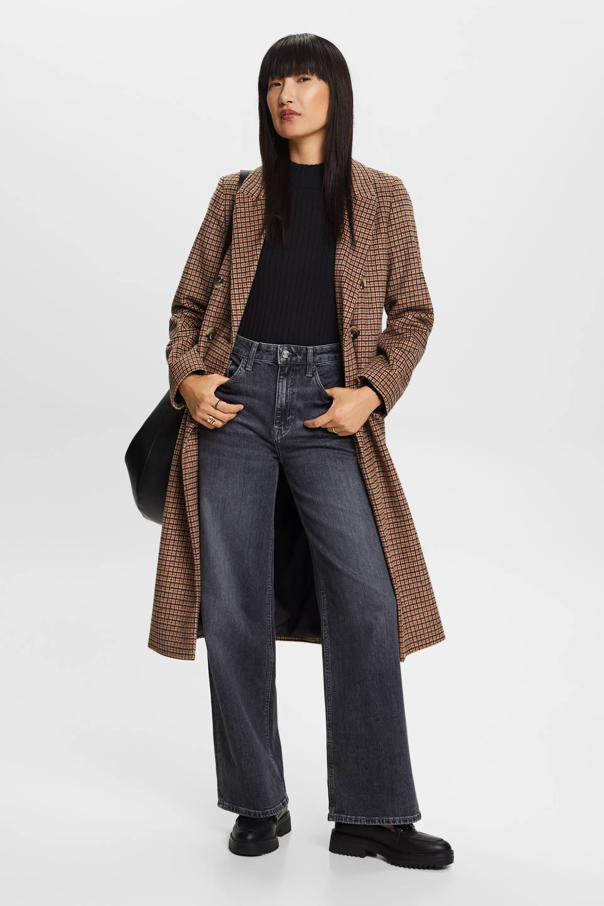 Jeans mit hohem Bund und geradem Bein-ESPRIT New