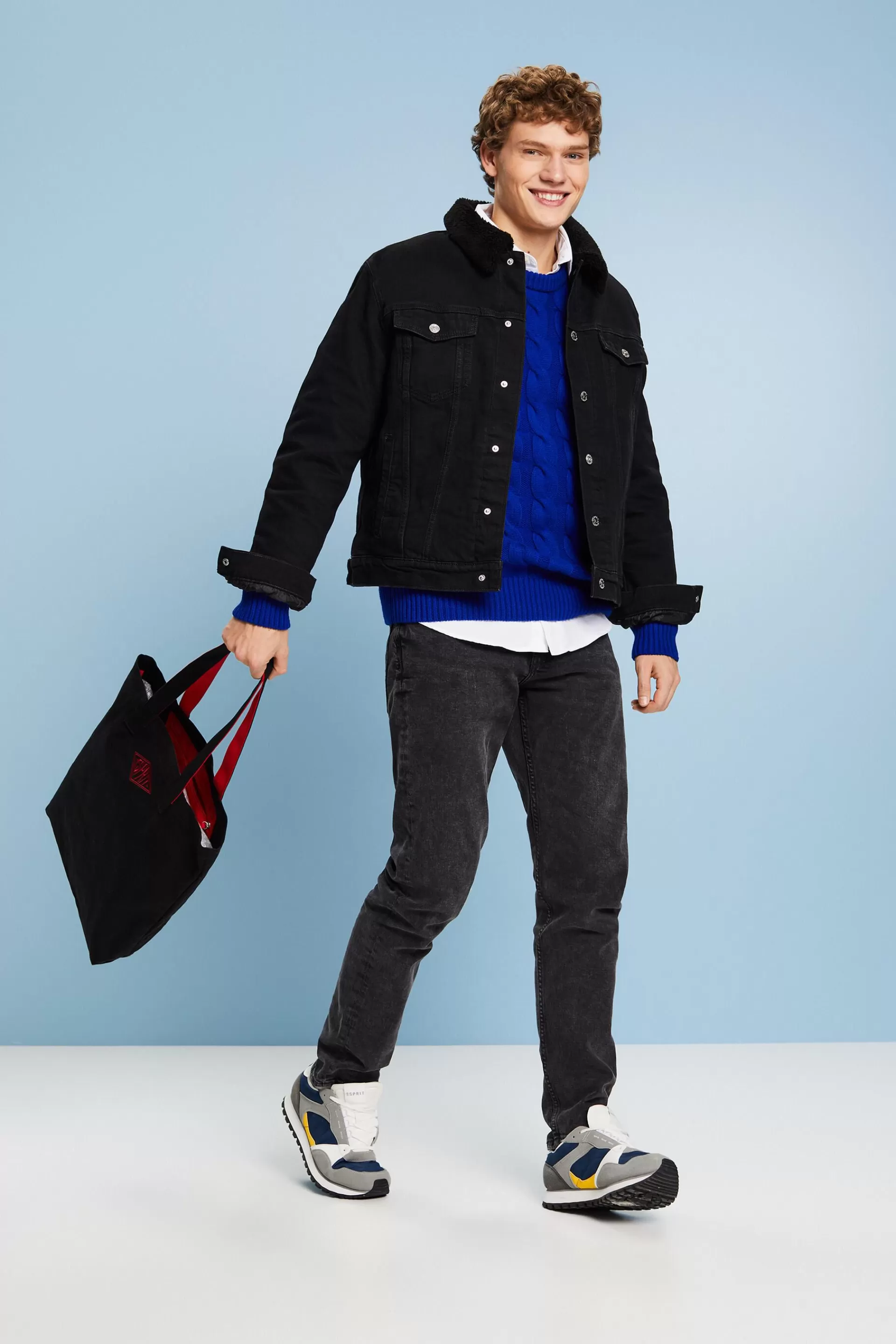 Jeansjacke mit Teddyfell-ESPRIT New
