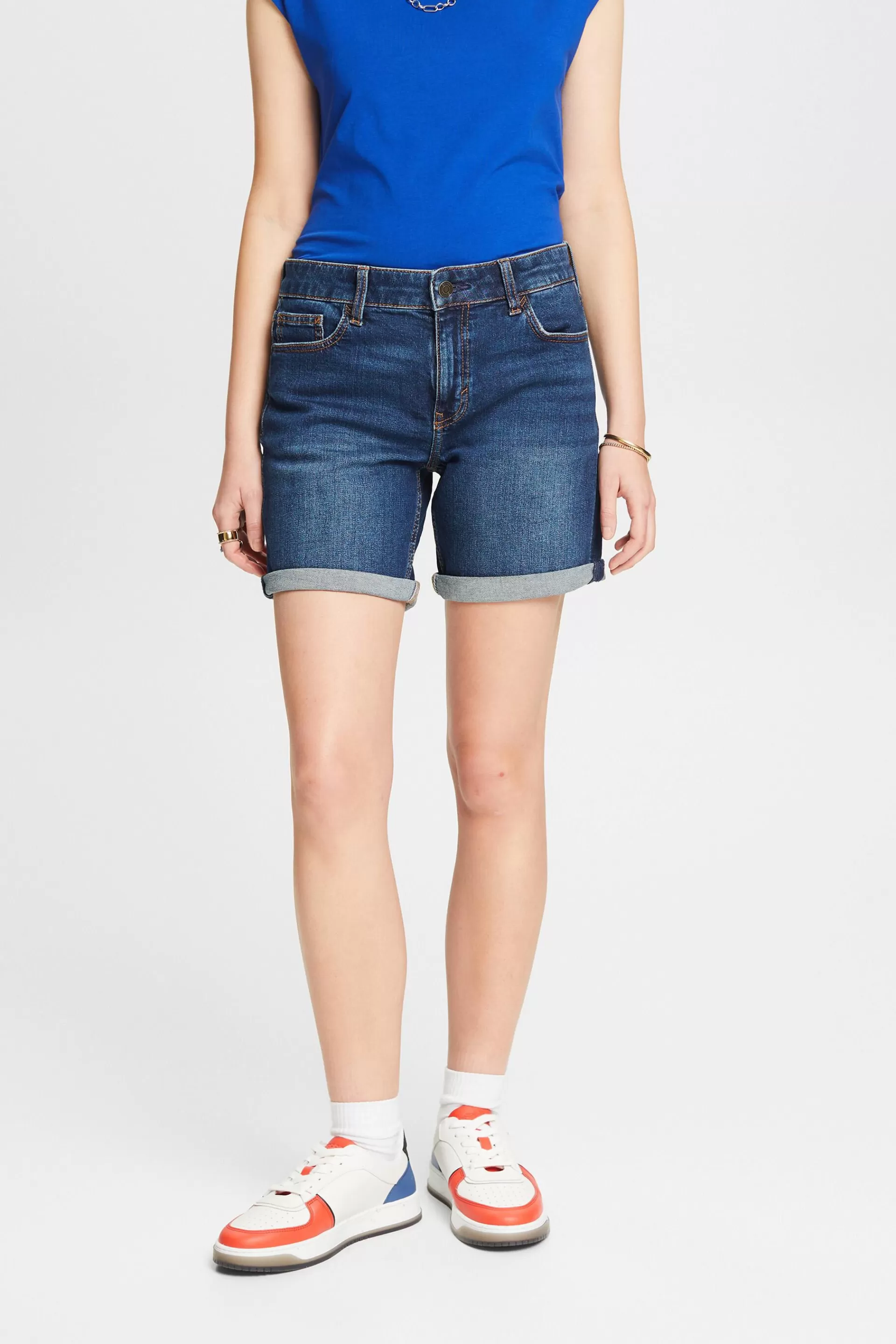 Jeans-Shorts mit mittelhohem Bund-ESPRIT Outlet