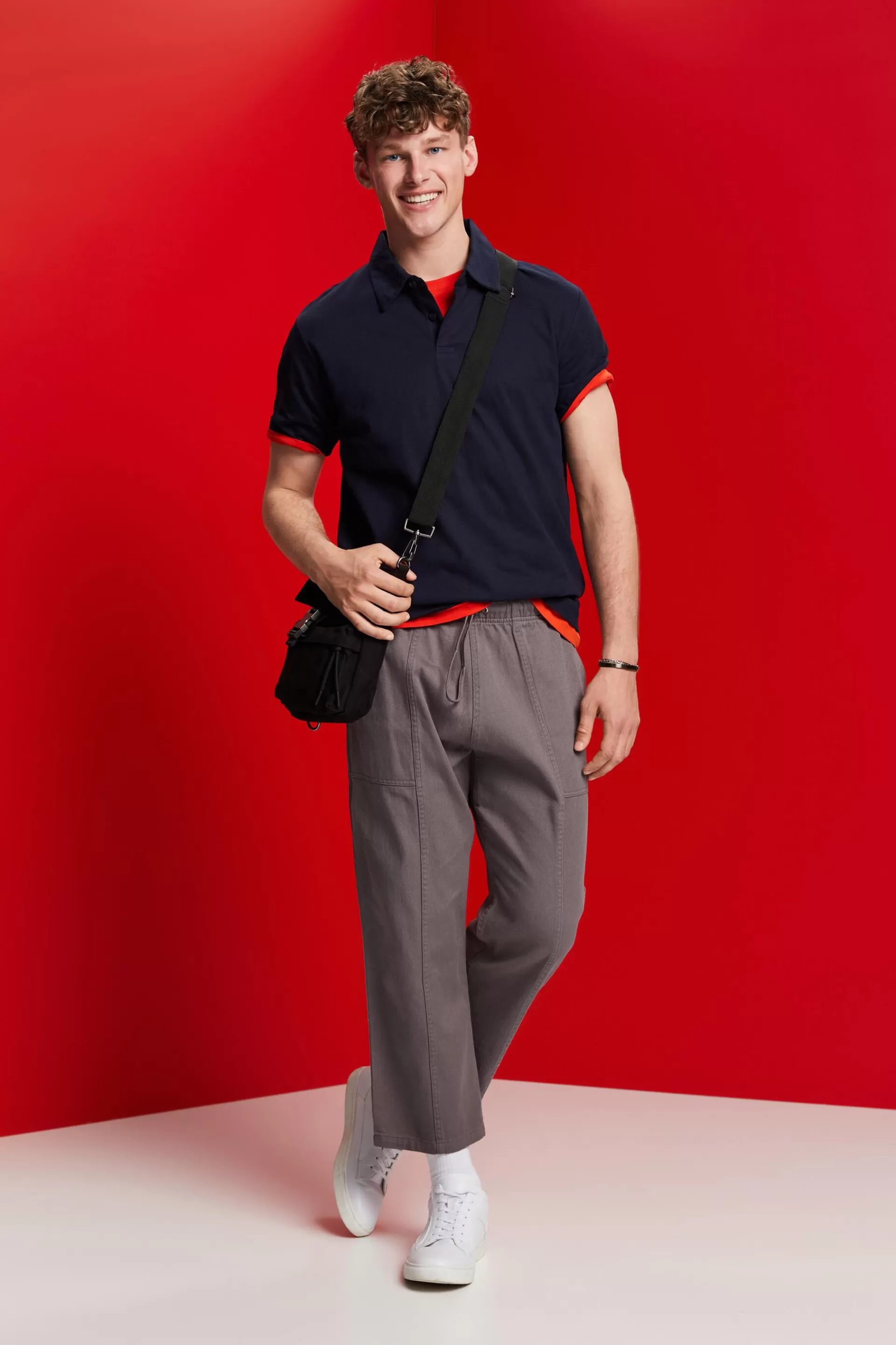 Jersey Poloshirt, Baumwolle-Leinen-Mix-ESPRIT Store