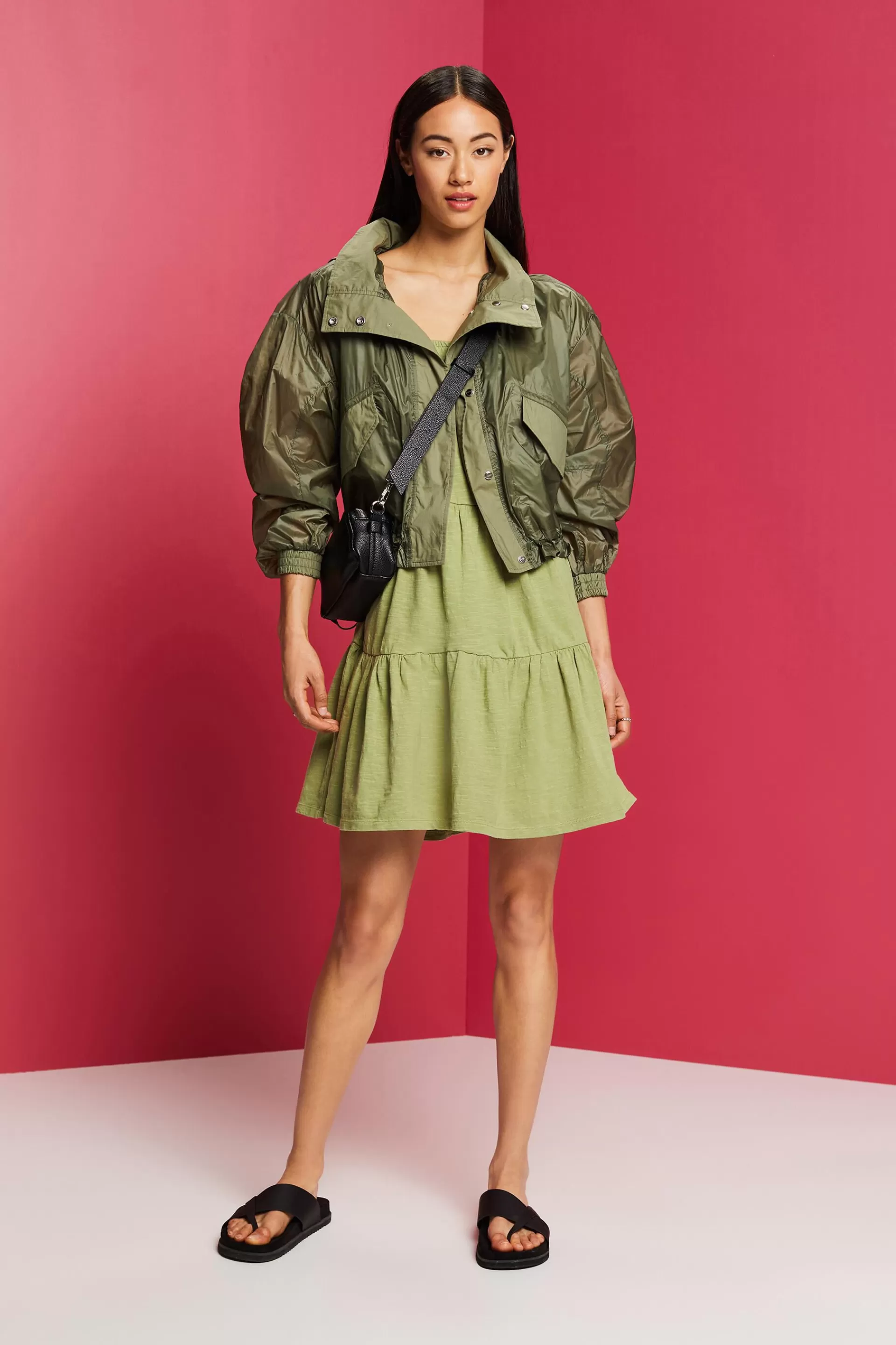 Jerseykleid mit Ärmeln aus bestickter Spitze-ESPRIT Store