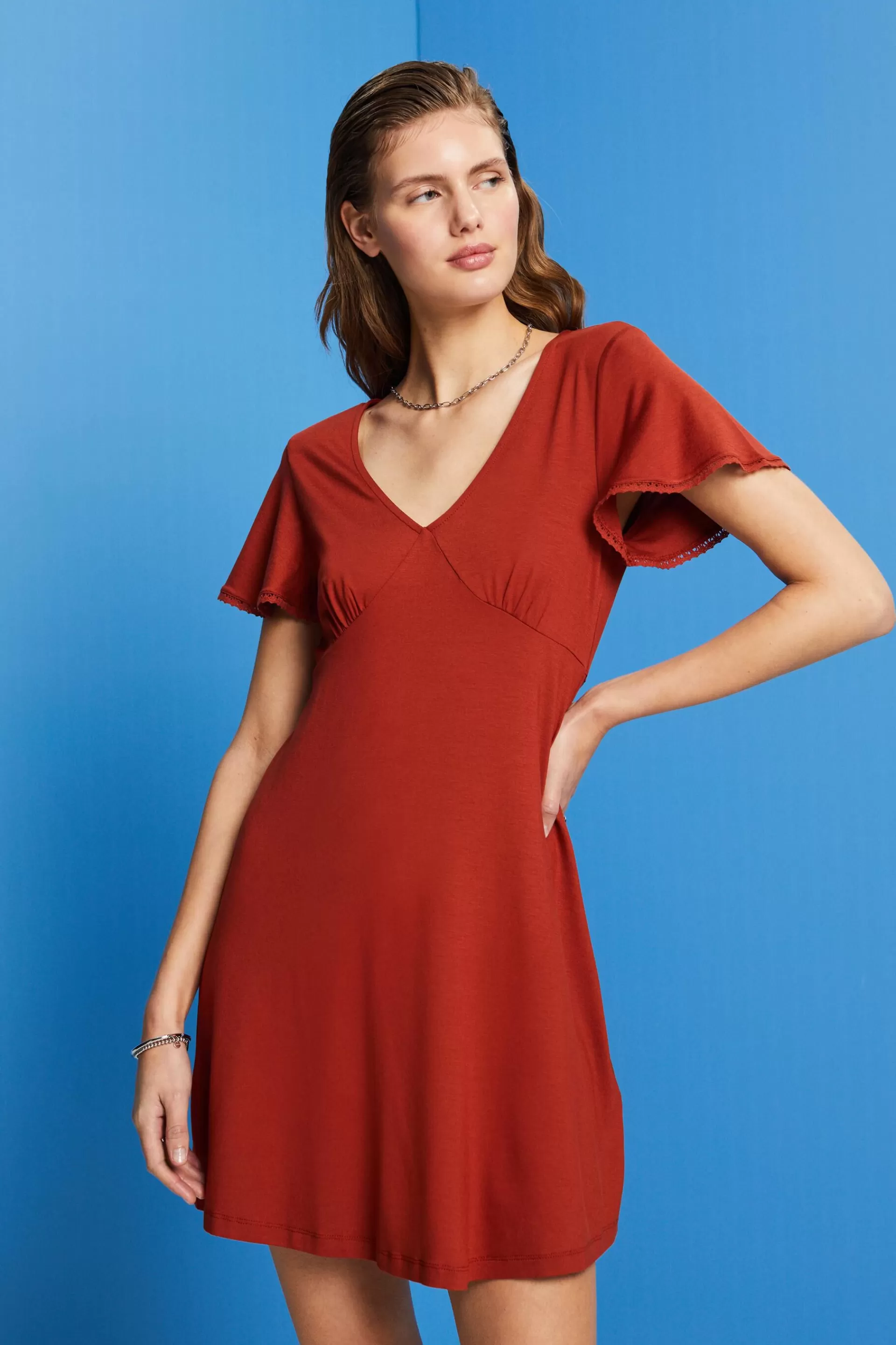 Jerseykleid mit Trichterärmeln-ESPRIT Clearance