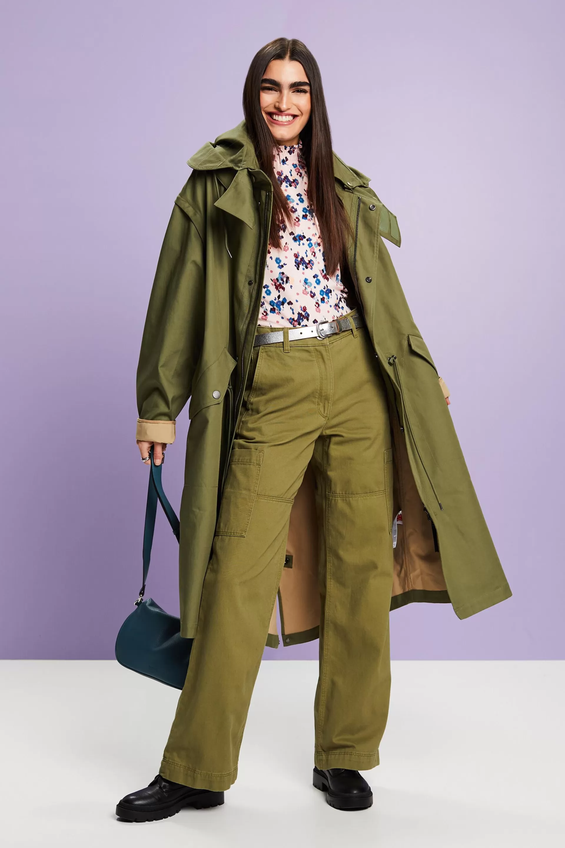 Jersey-Longsleeve mit Muster, LENZING™ ECOVERO™-ESPRIT Hot