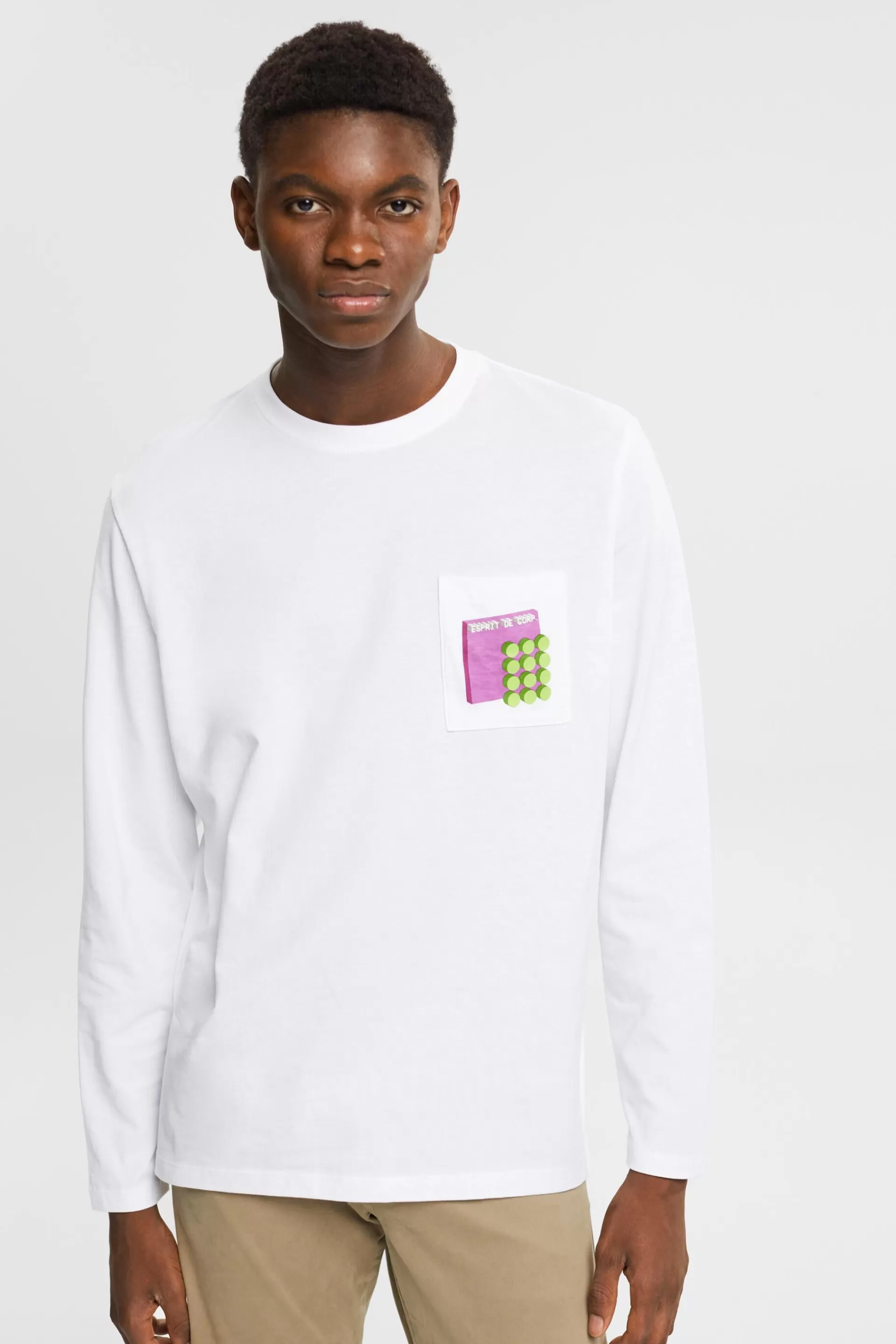 Jersey-Longsleeve mit Print auf der Brust-ESPRIT Discount