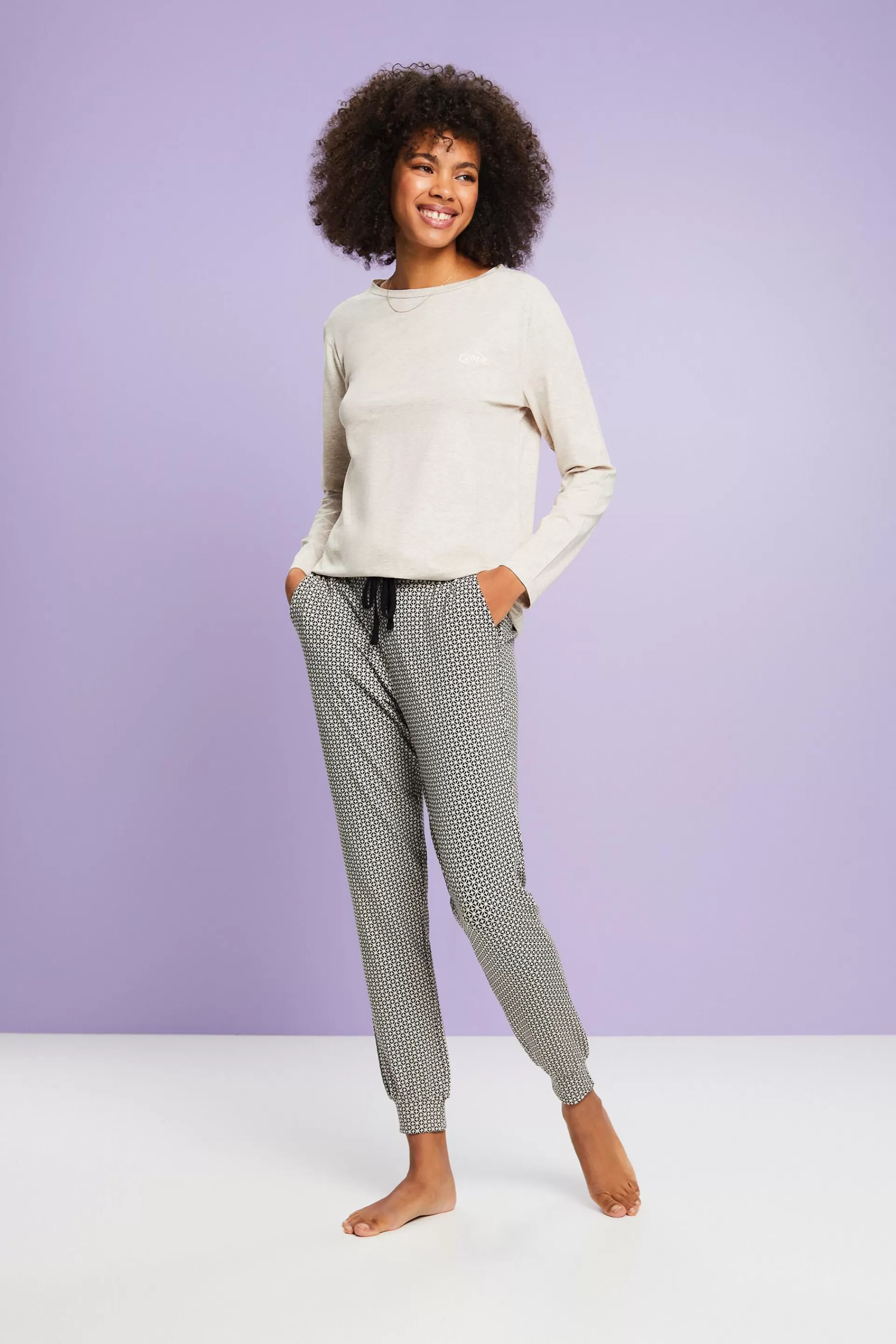 Jersey-Pyjamahose mit Print-ESPRIT Shop