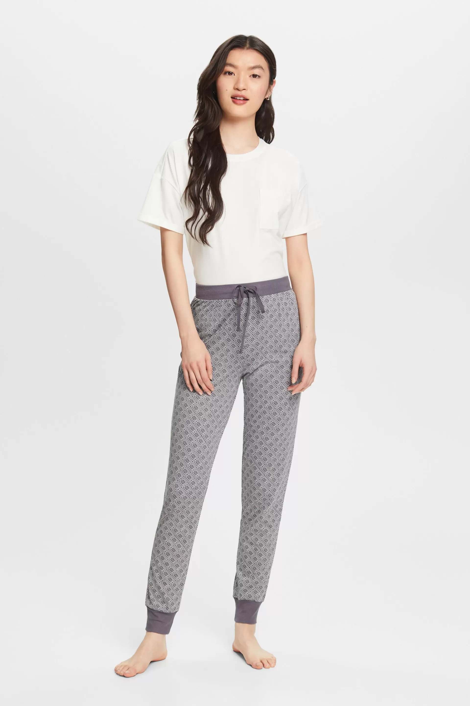 Jersey-Pyjamahose mit Print-ESPRIT Hot