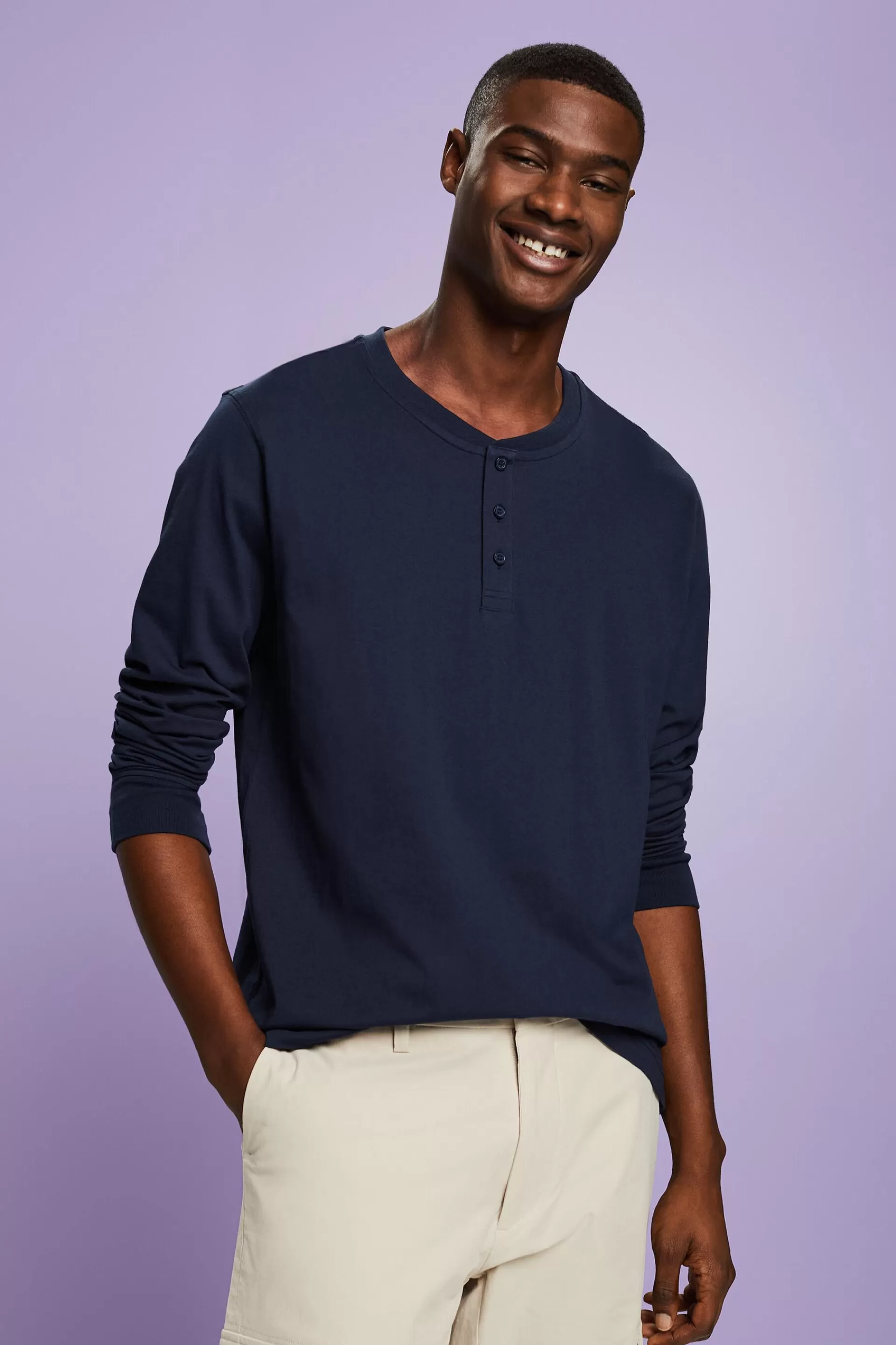 Jersey-Top im Henley-Stil-ESPRIT Flash Sale