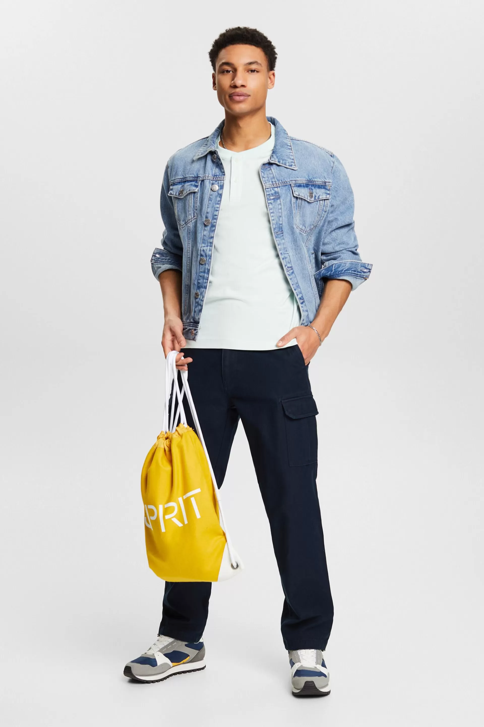 Jersey-T-Shirt im Henley-Stil-ESPRIT Online