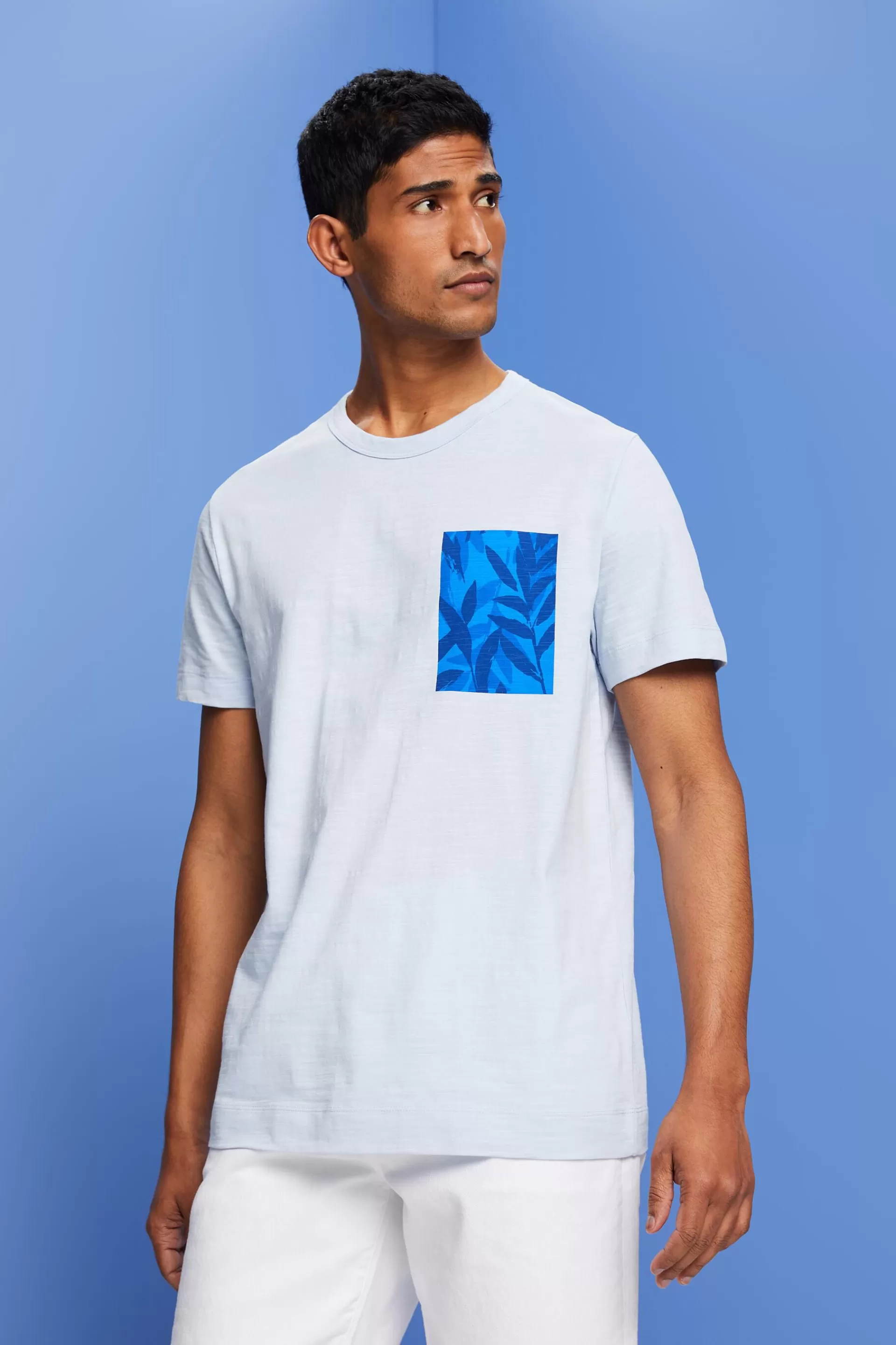 Jersey-T-Shirt mit Brust-Print, 100 % Baumwolle-ESPRIT Clearance