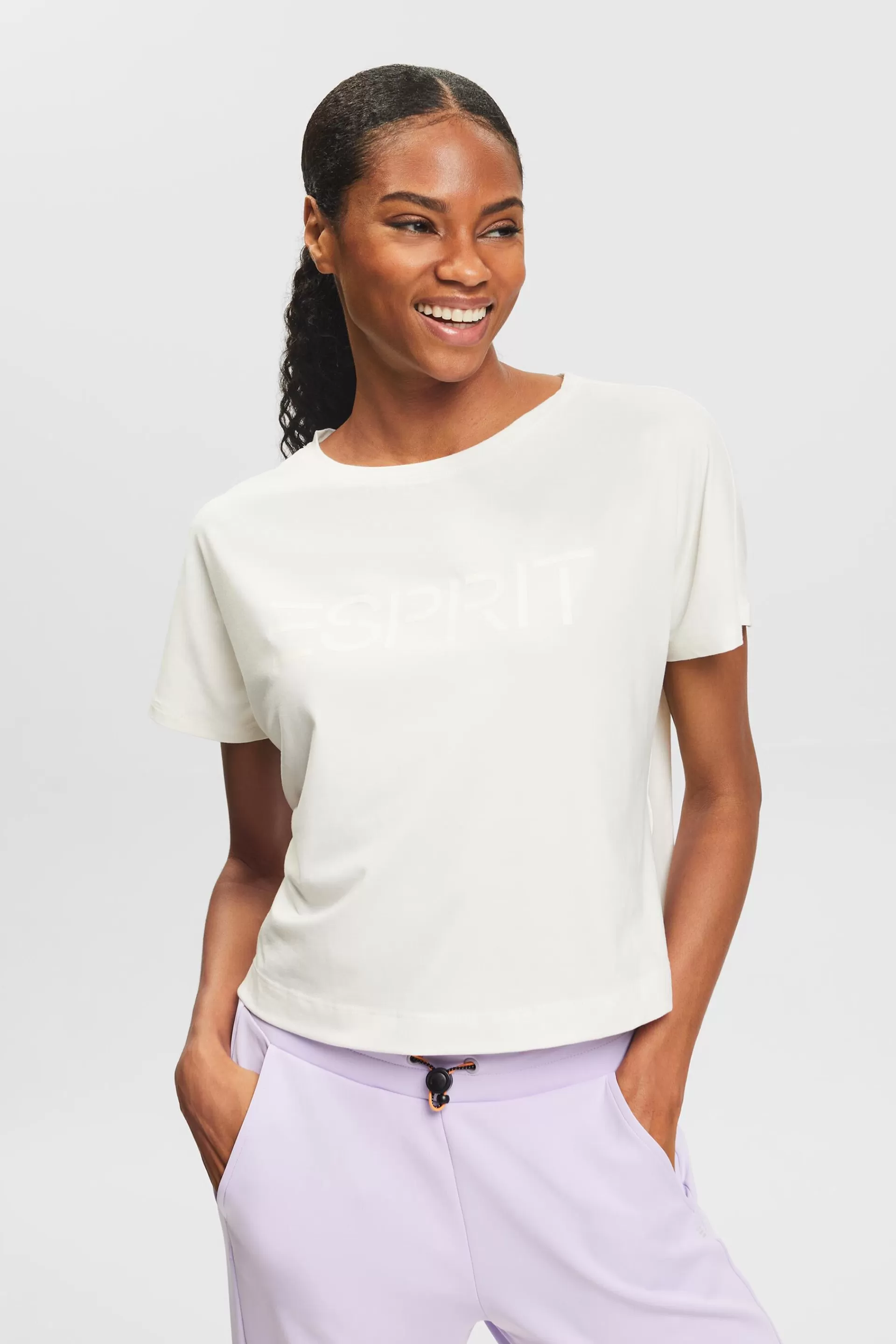 Jersey-T-Shirt mit Logo-ESPRIT Best
