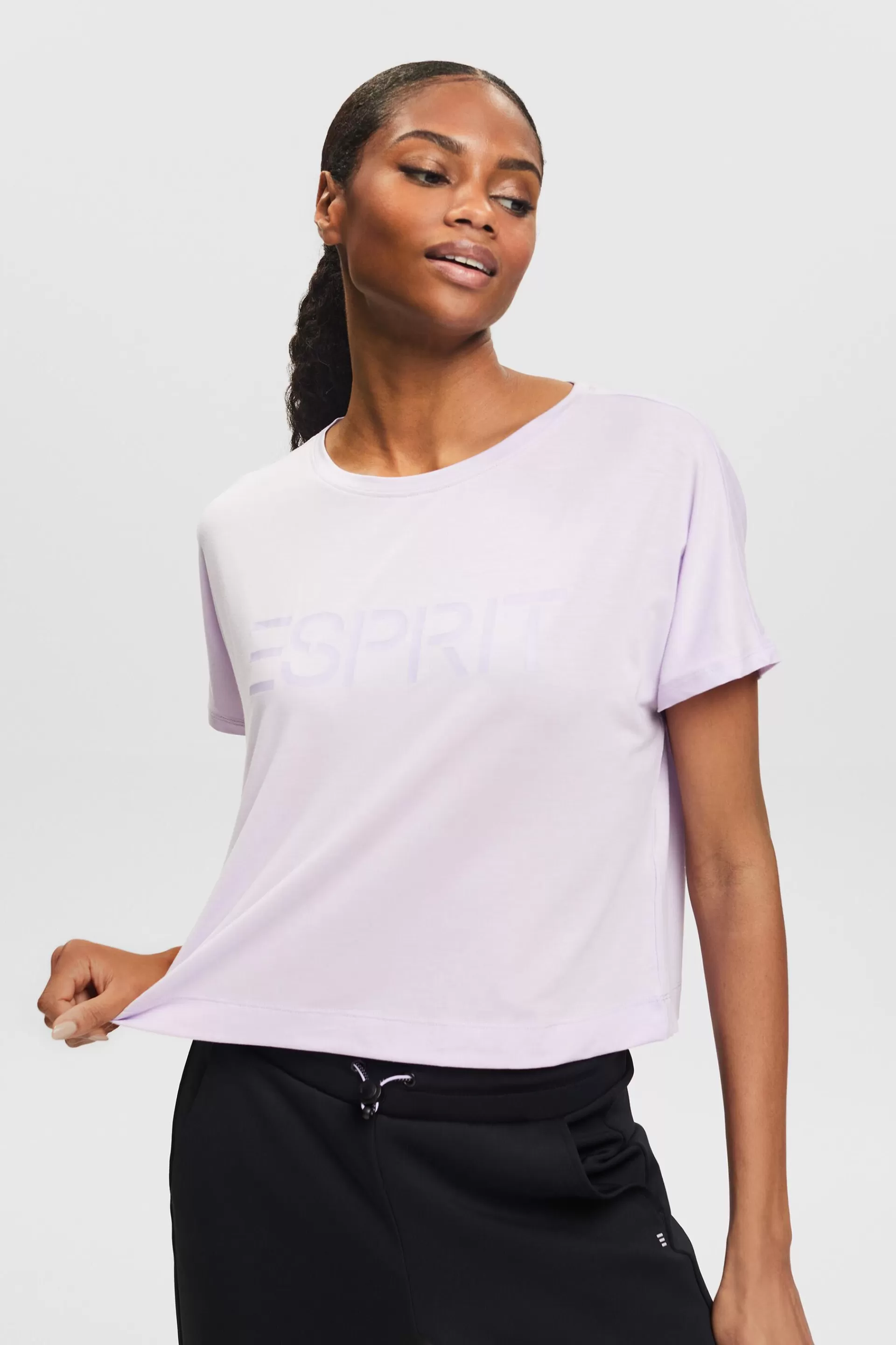 Jersey-T-Shirt mit Logo-ESPRIT Online